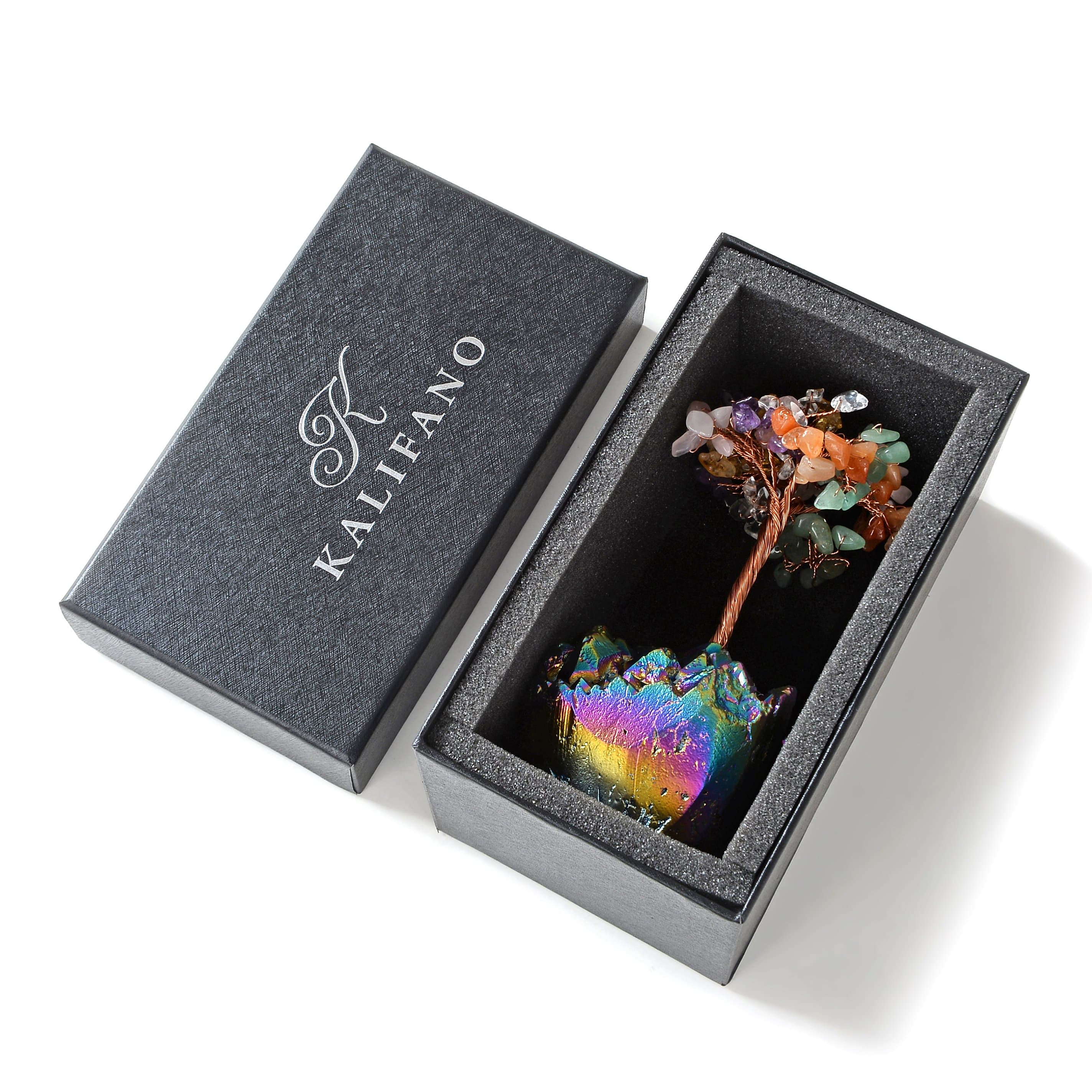 Kalifano Gemstone Trees Multi-Gemstone Natural Tree of Life with Rainbow Quartz Base K922QT-MT