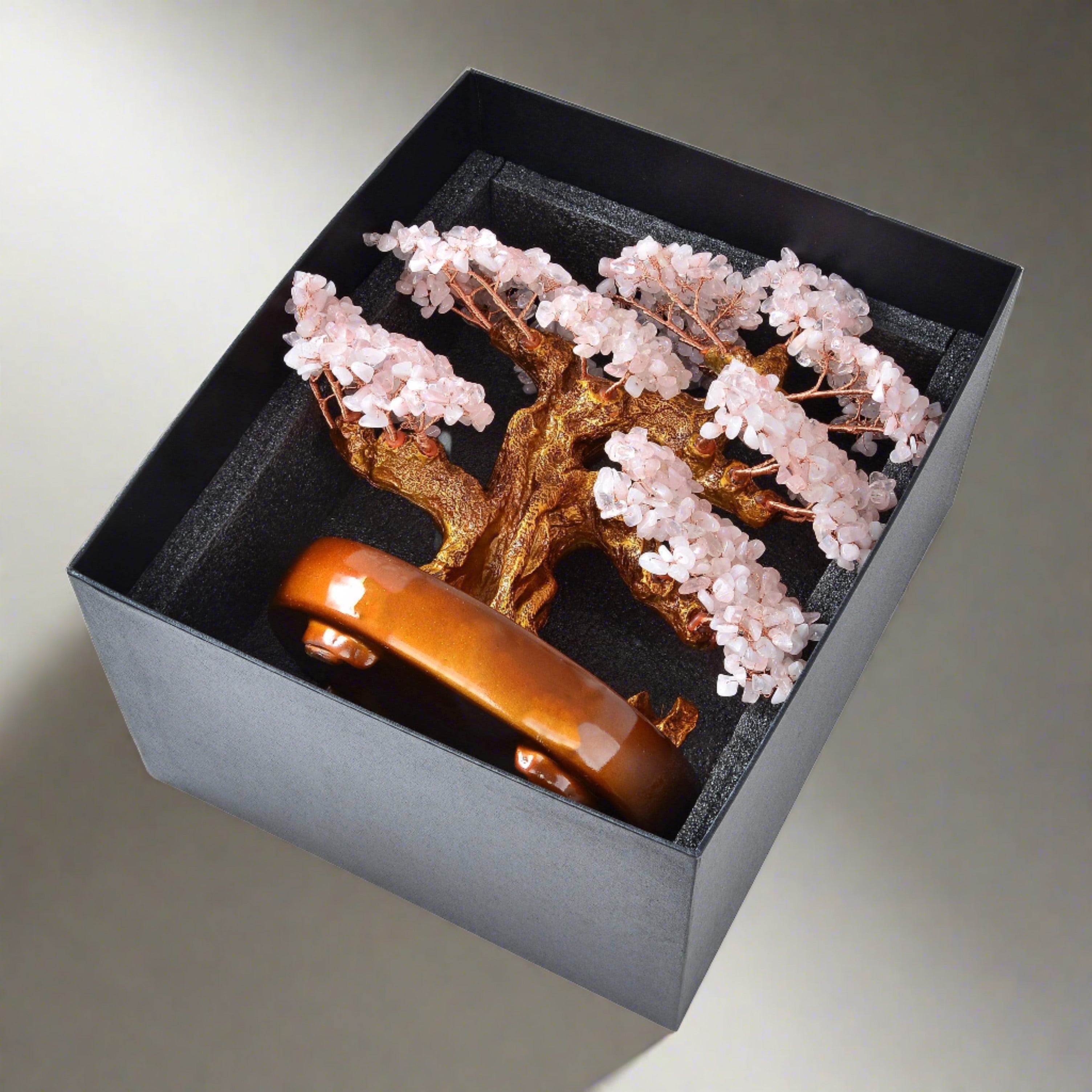 Kalifano Gemstone Trees Rose Quartz Tree of Life on Resin and Wood Base with 1,251 Natural Gemstones K9150N-RQ