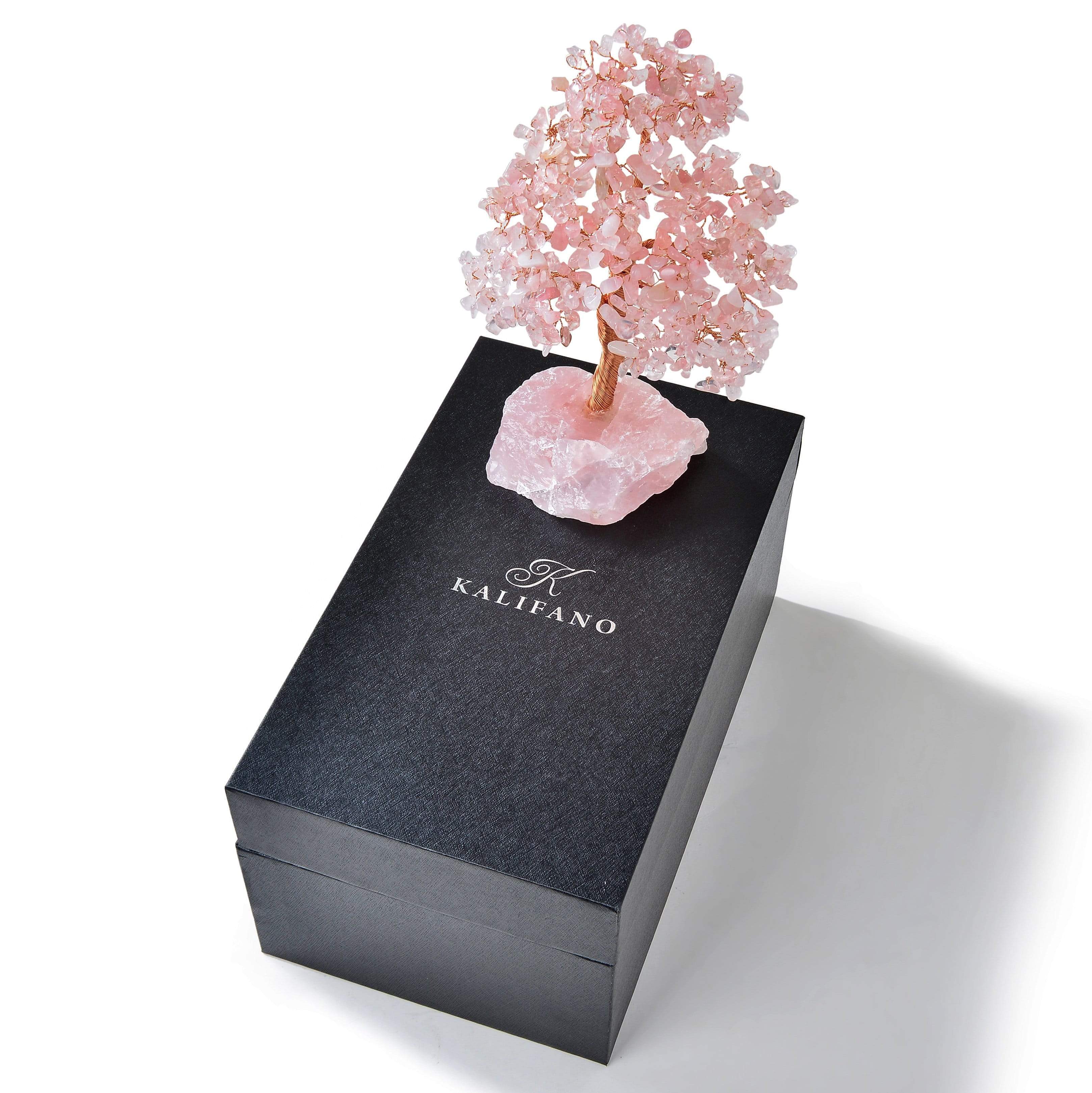 Kalifano Gemstone Trees Rose Quartz Tree of Life on Rose Quartz Base with 414 Natural Gemstones K965R-RQ