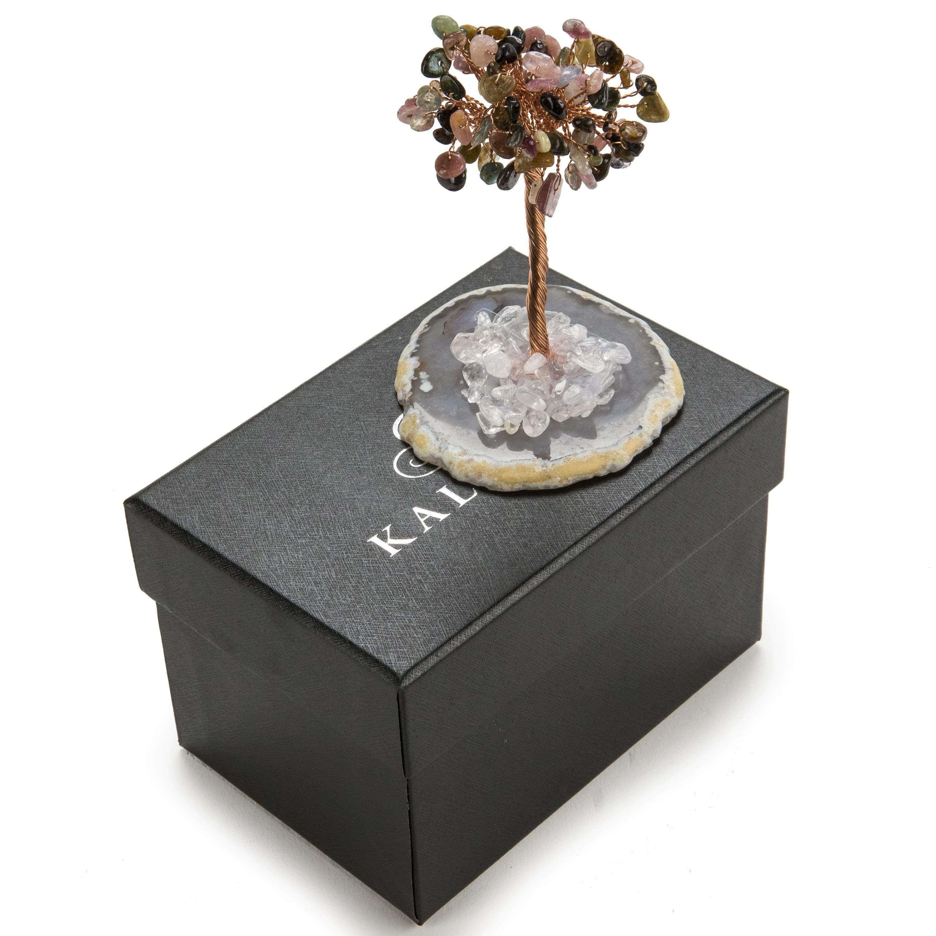 Kalifano Gemstone Trees Tourmaline Natural Gemstone Tree of Life with Agate Base K917A-TR