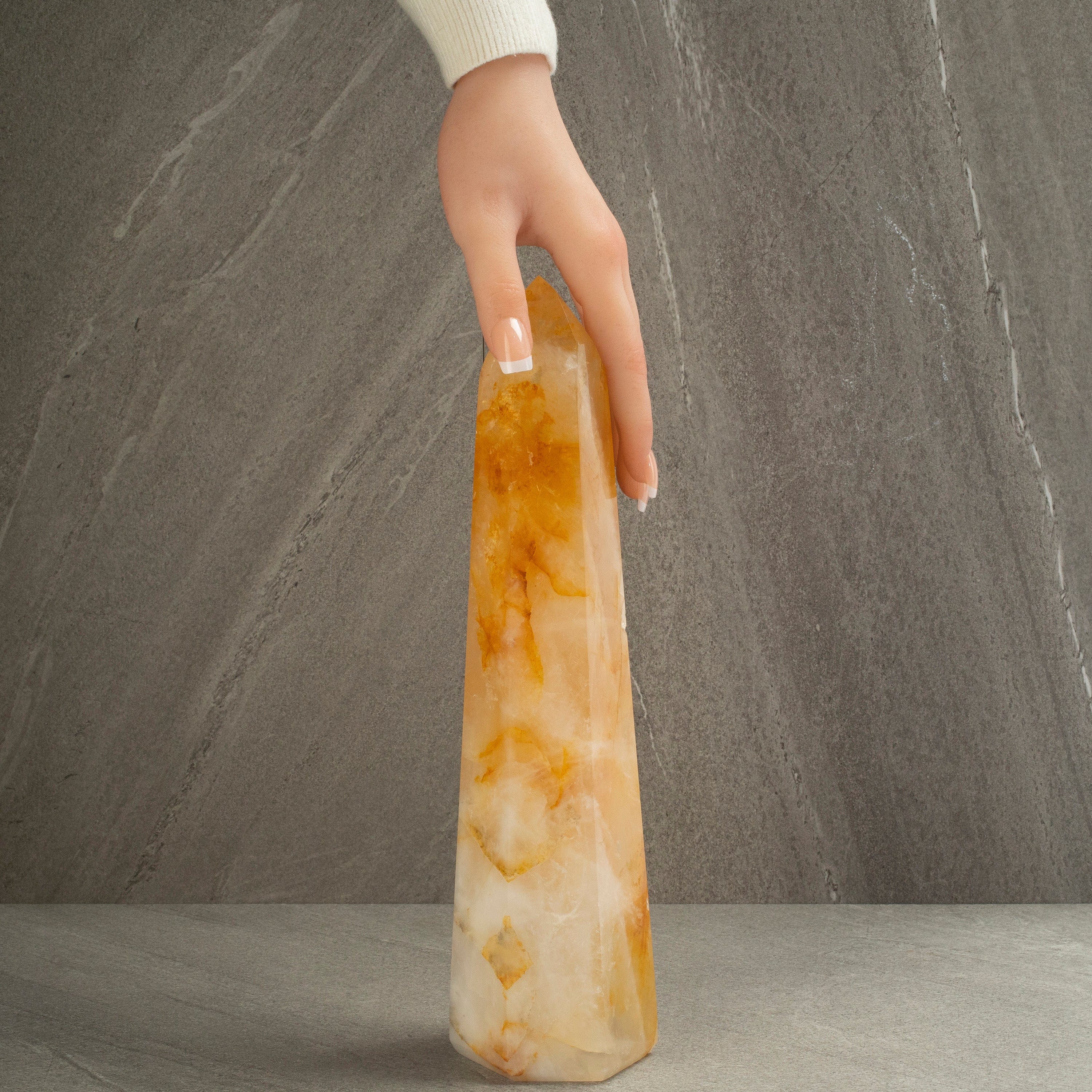 Kalifano Golden Healer Golden Healer Hematoid Quartz Obelisk from Brazil - 11.5" / 1,765 grams HQ1800.001