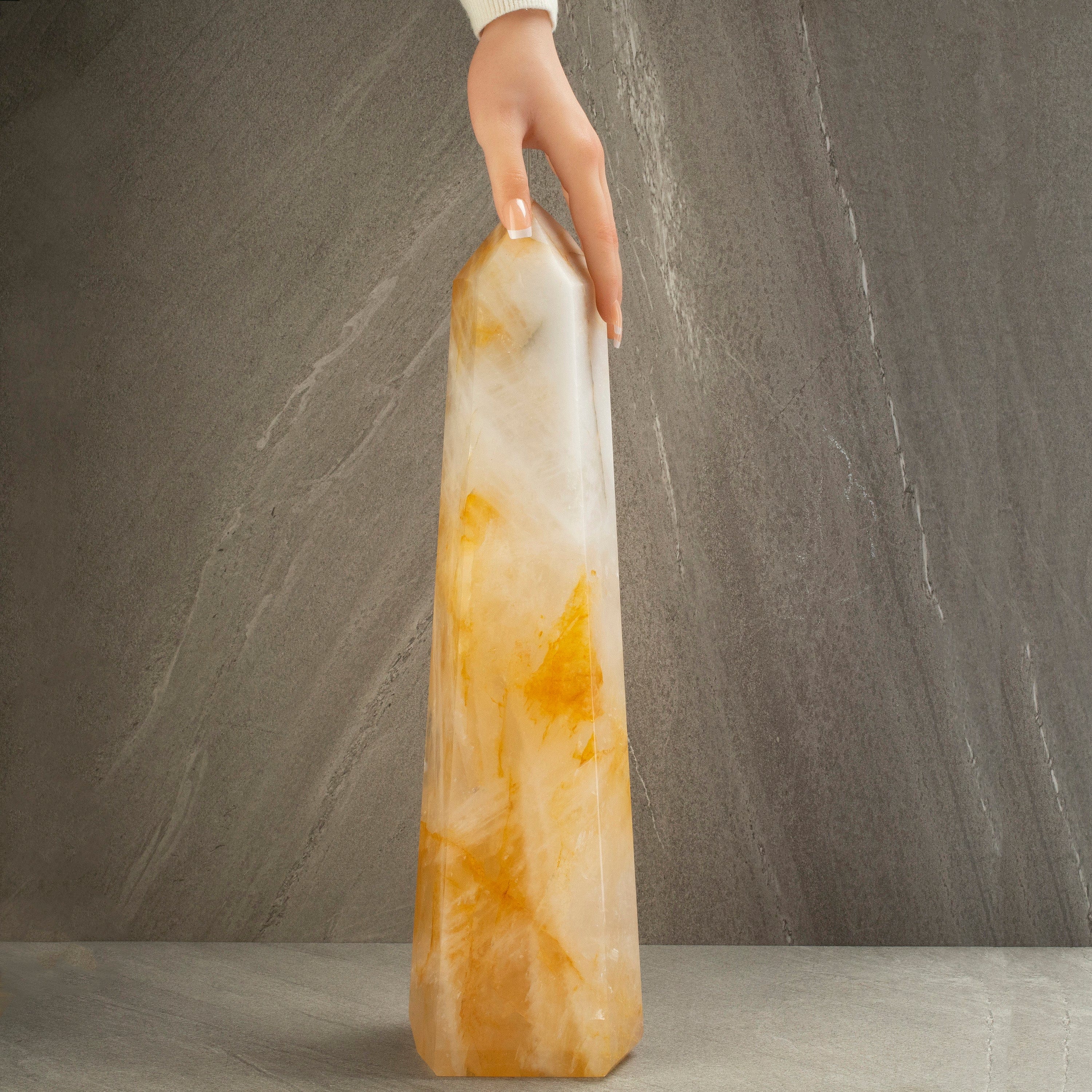 Kalifano Golden Healer Golden Healer Hematoid Quartz Obelisk from Brazil - 18" / 7,500 grams HQ6000.001