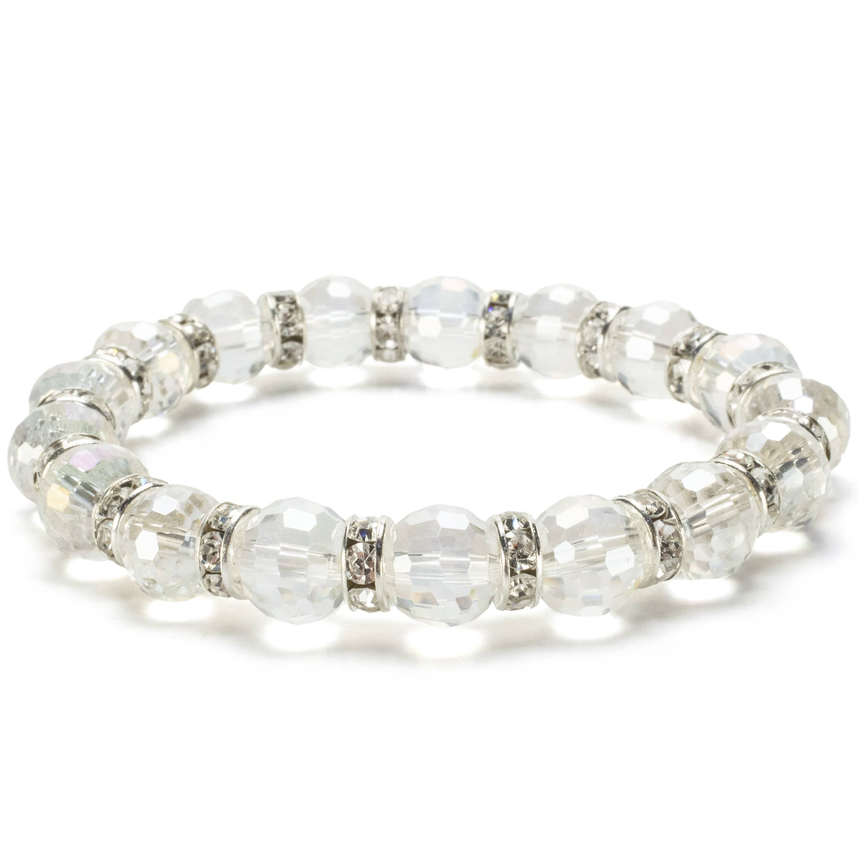 Kalifano Gorgeous Glass Jewelry Crystal Aurore Boreale Gorgeous Glass Bracelet with Cubic Zirconia Crystals BLUE-BGG-CAB