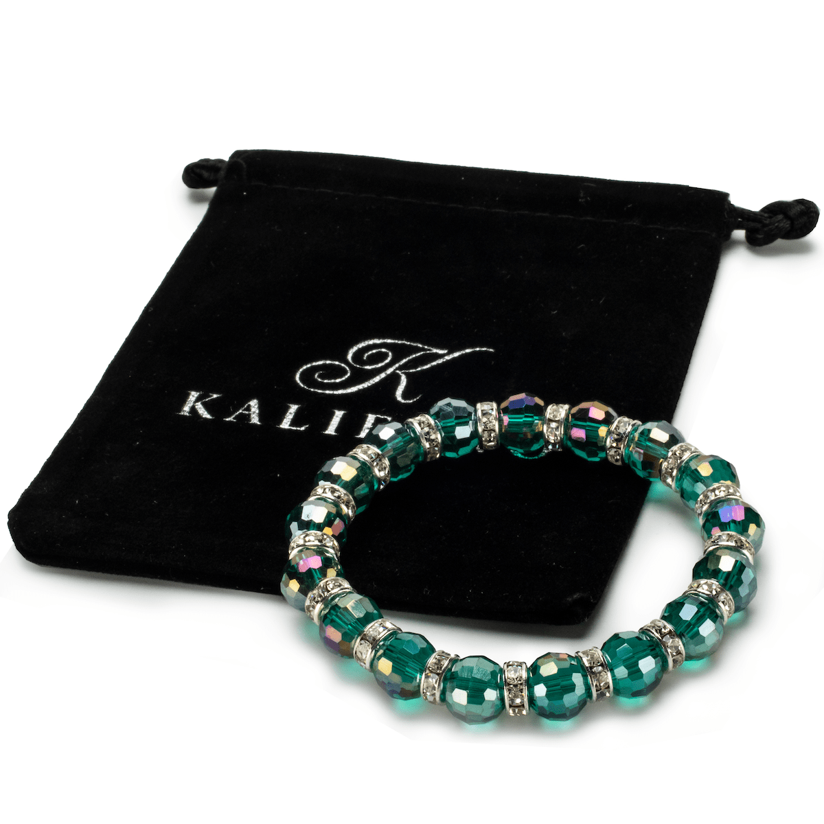 Kalifano Gorgeous Glass Jewelry Erinte Gorgeous Glass Bracelet with Cubic Zirconia Crystals BLUE-BGG-E