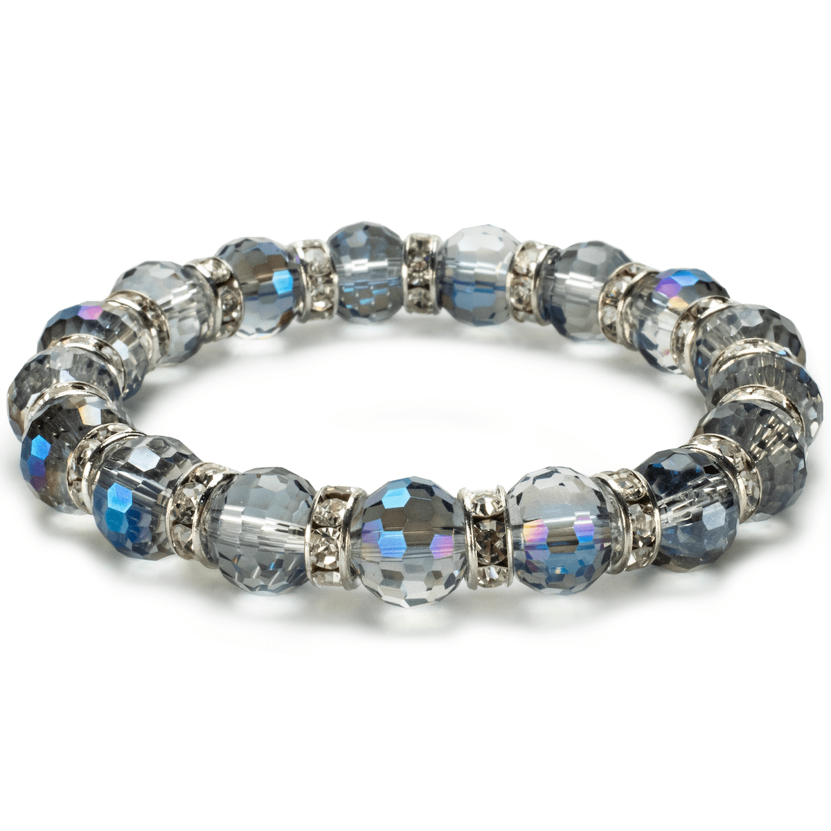 Kalifano Gorgeous Glass Jewelry Indian Sapphire Gorgeous Glass Bracelet with Cubic Zirconia Crystals BLUE-BGG-IS