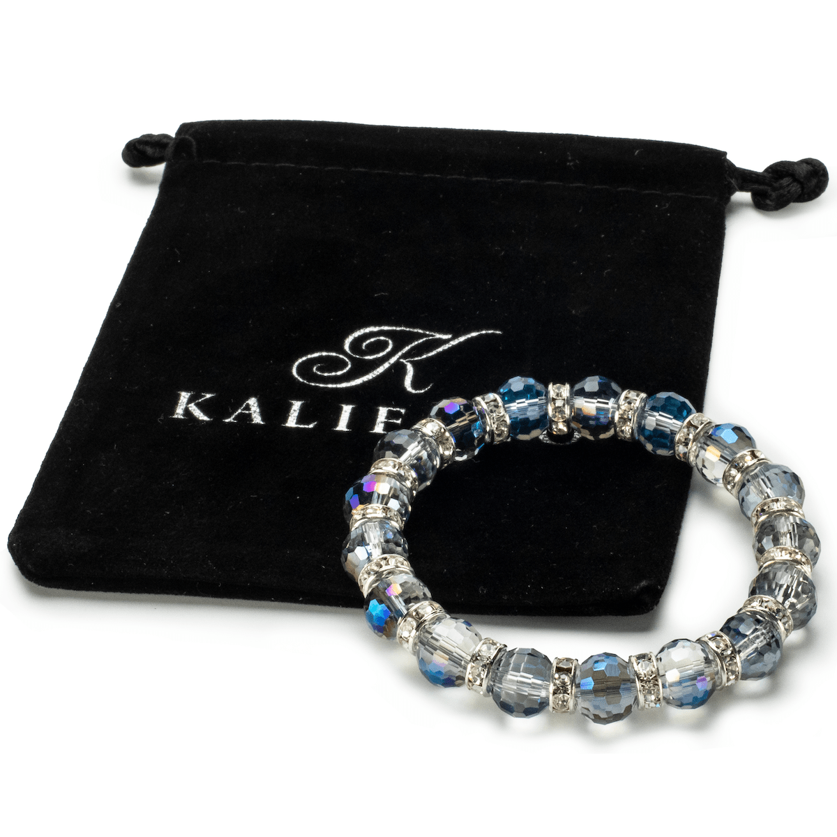 Kalifano Gorgeous Glass Jewelry Indian Sapphire Gorgeous Glass Bracelet with Cubic Zirconia Crystals BLUE-BGG-IS