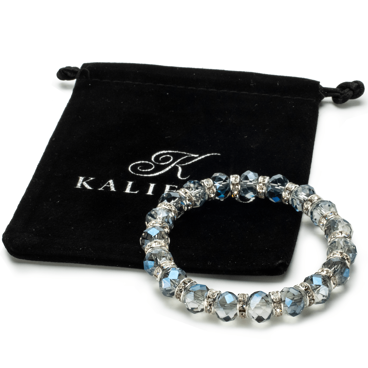 Kalifano Gorgeous Glass Jewelry Light Azore Gorgeous Glass Bracelet with Cubic Zirconia Crystals BLUE-BGG-LA