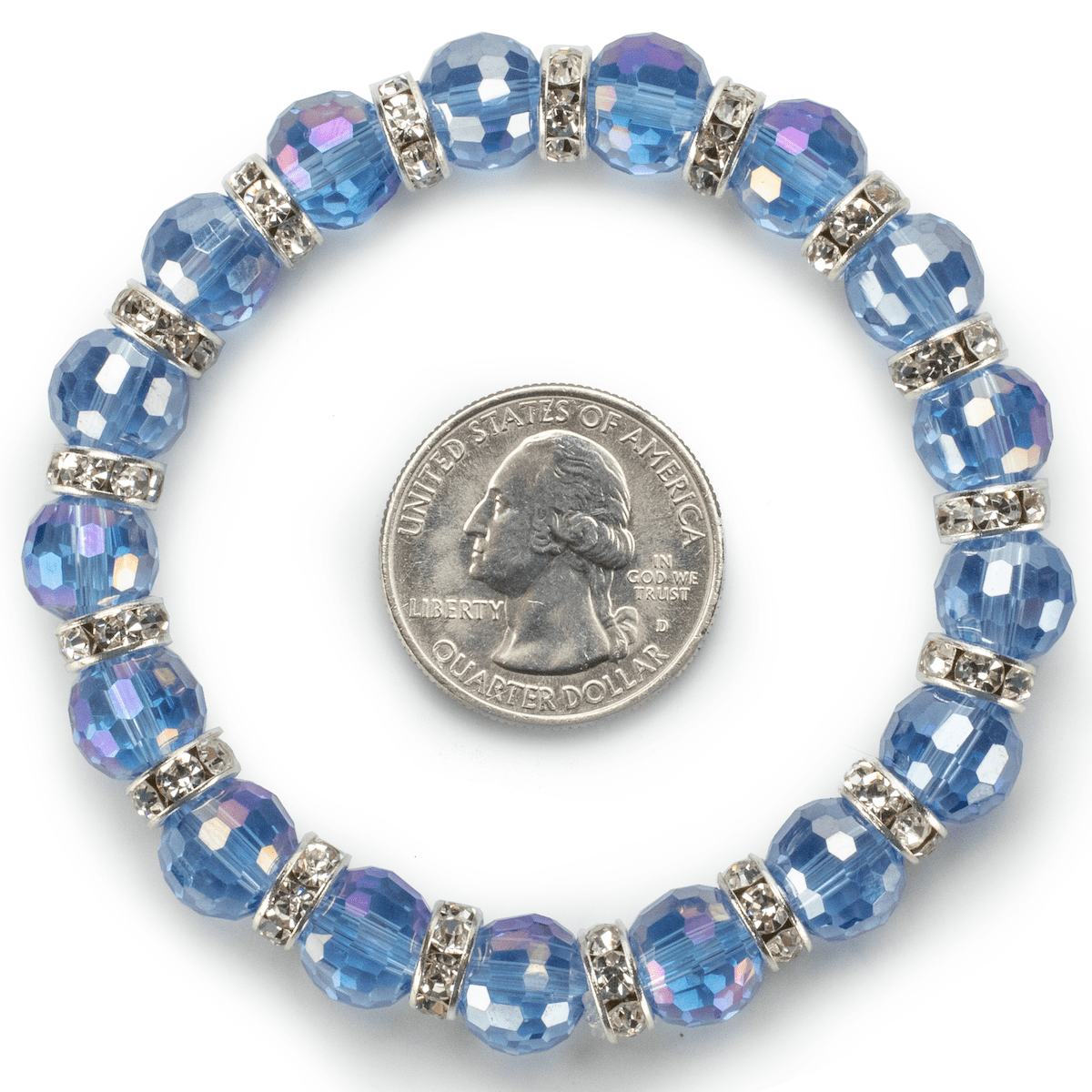 Kalifano Gorgeous Glass Jewelry Light Sapphire Gorgeous Glass Bracelet with Cubic Zirconia Crystals BLUE-BGG-LSH