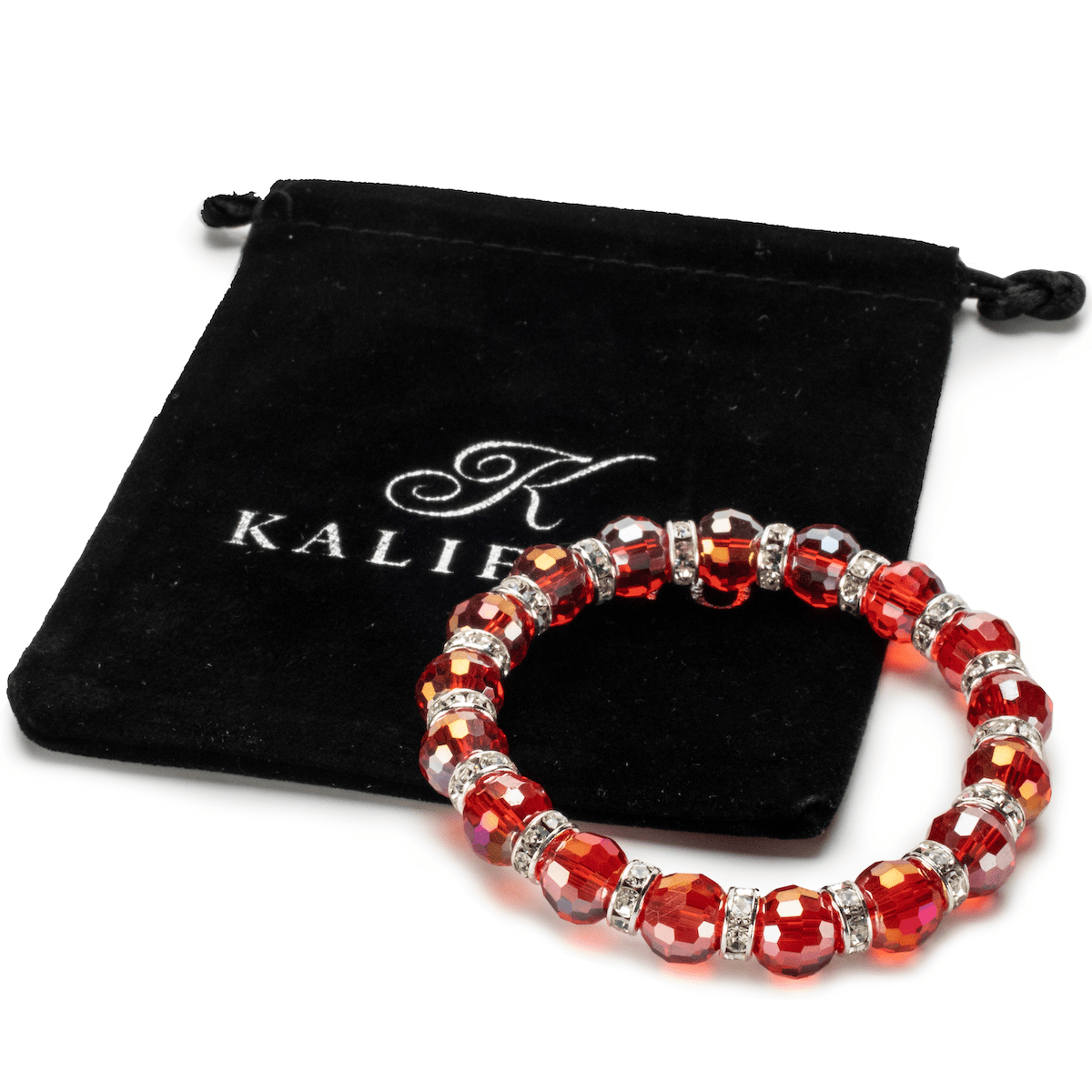 Kalifano Gorgeous Glass Jewelry Light Siam Gorgeous Glass Bracelet with Cubic Zirconia Crystals BLUE-BGG-LS