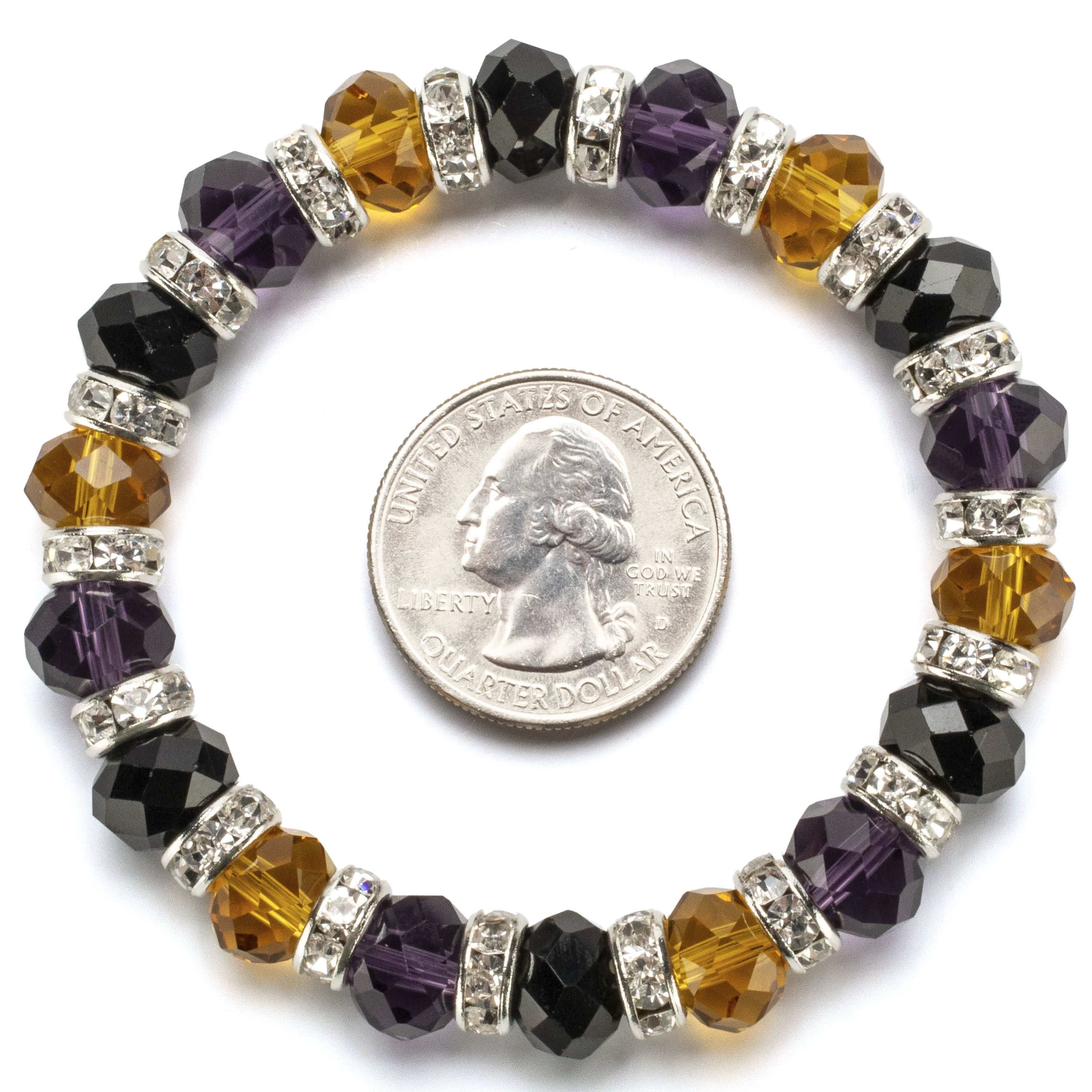 Kalifano Gorgeous Glass Jewelry Multi-Colored Gorgeous Glass Bracelet with Cubic Zirconia Crystals BLUE-BGG-05