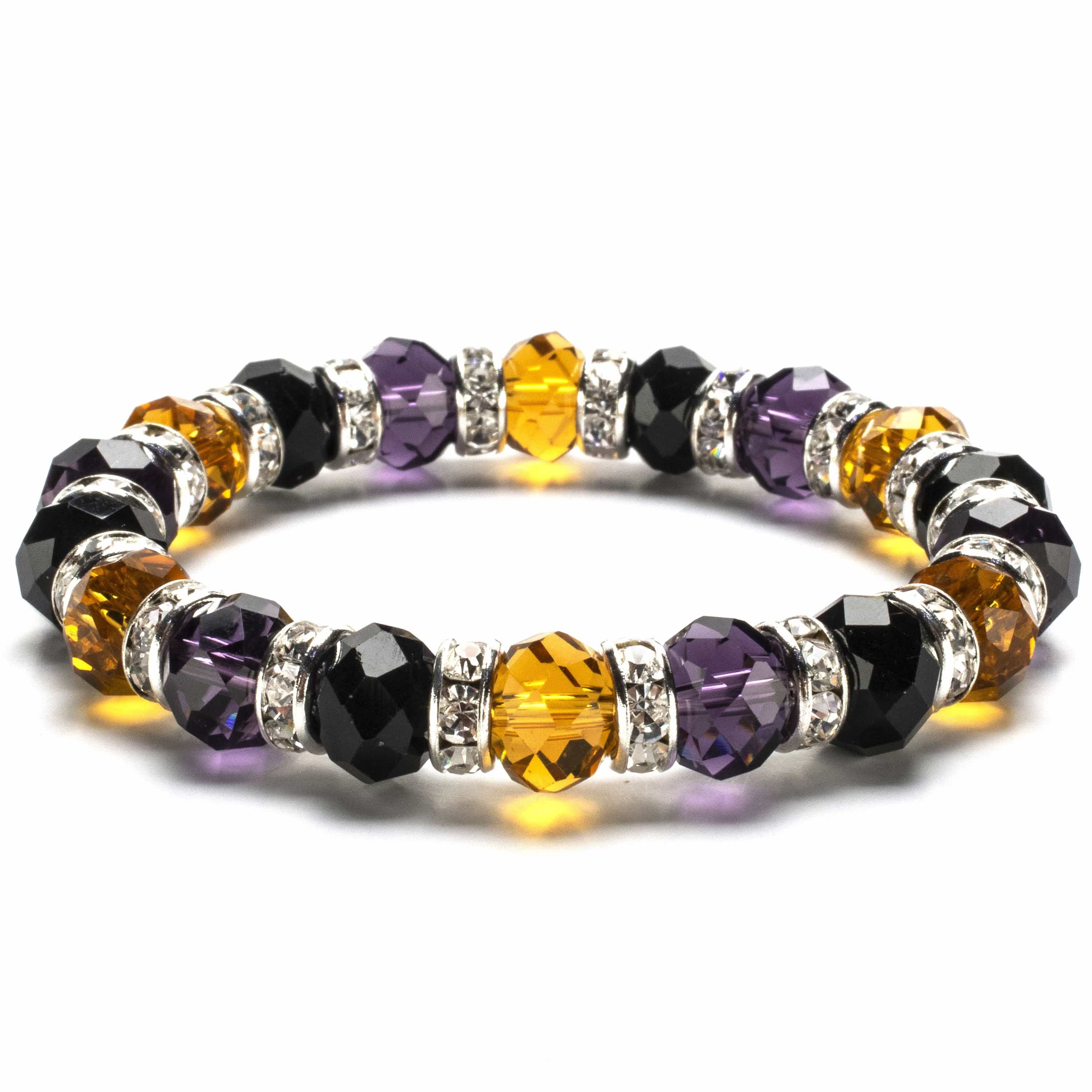 Kalifano Gorgeous Glass Jewelry Multi-Colored Gorgeous Glass Bracelet with Cubic Zirconia Crystals BLUE-BGG-05