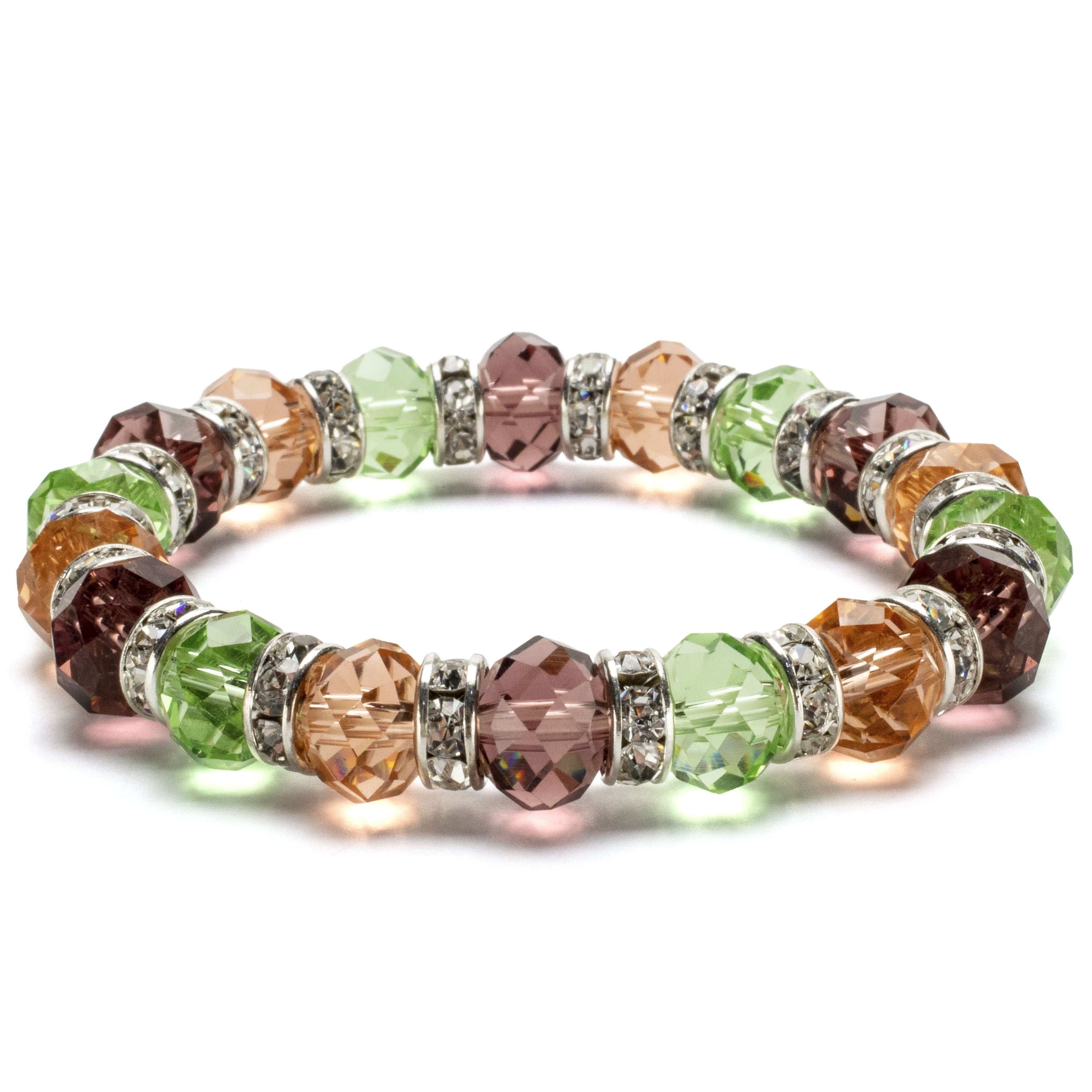 Kalifano Gorgeous Glass Jewelry Multi-Colored Gorgeous Glass Bracelet with Cubic Zirconia Crystals BLUE-BGG-06