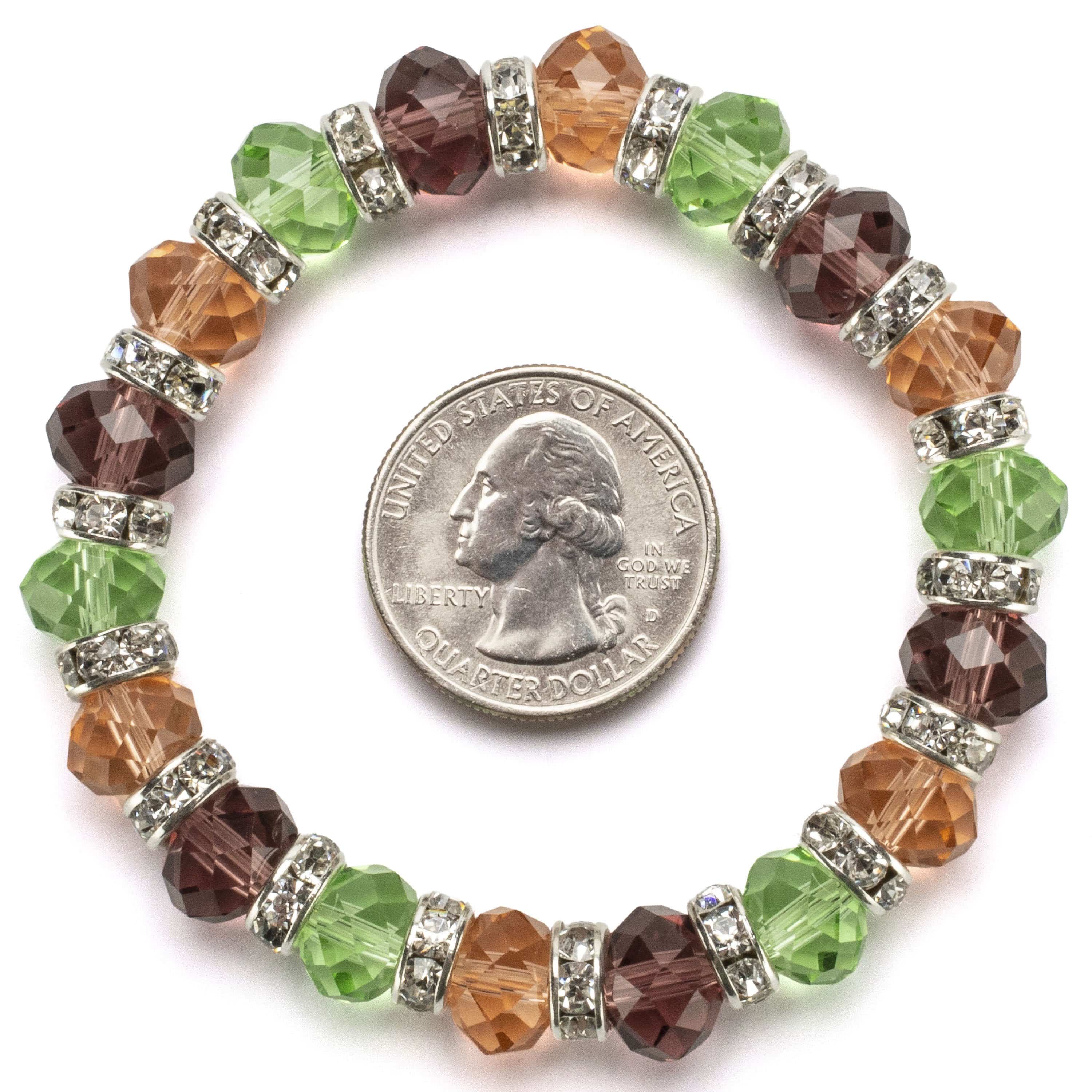 Kalifano Gorgeous Glass Jewelry Multi-Colored Gorgeous Glass Bracelet with Cubic Zirconia Crystals BLUE-BGG-06