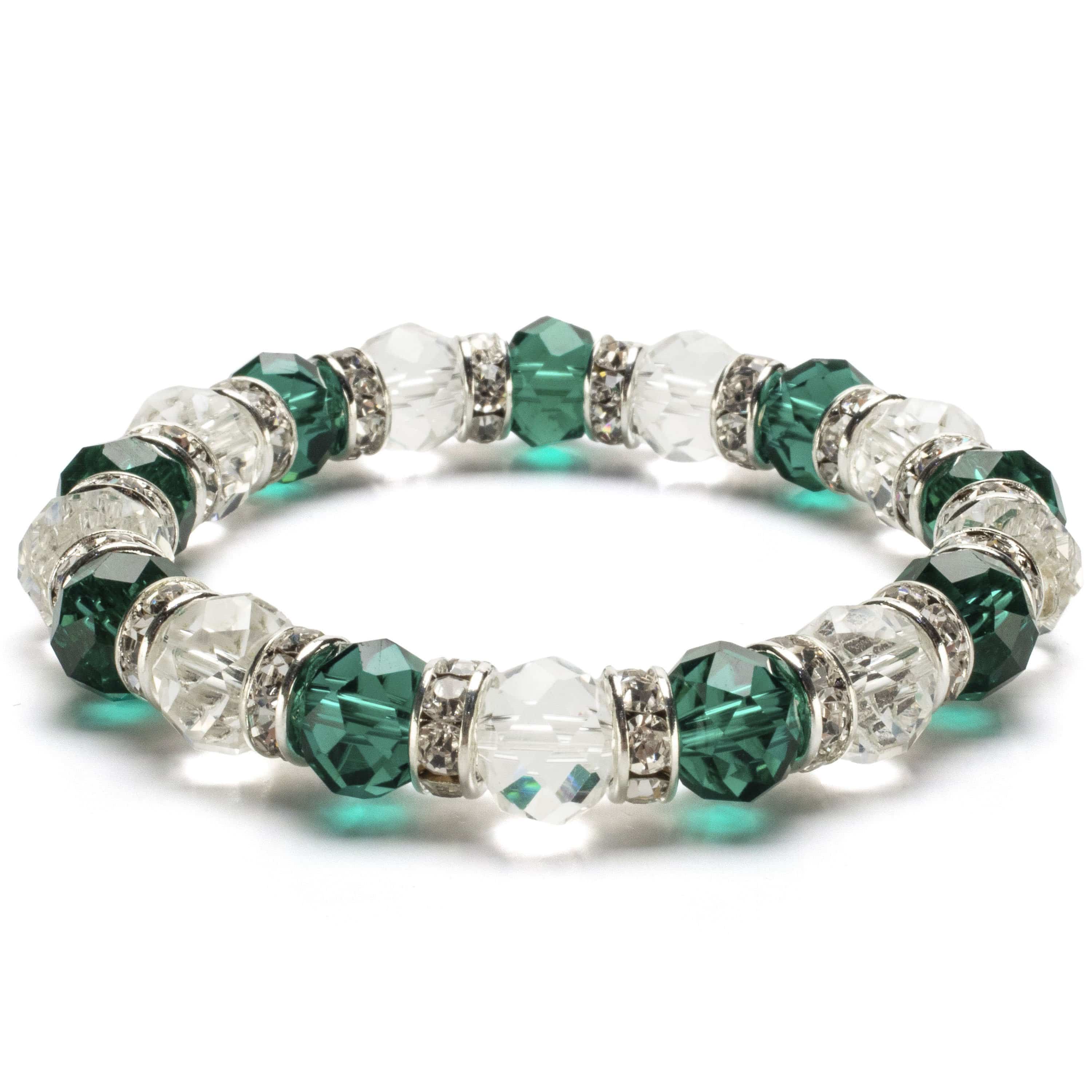 Kalifano Gorgeous Glass Jewelry Multi-Colored Gorgeous Glass Bracelet with Cubic Zirconia Crystals BLUE-BGG-17