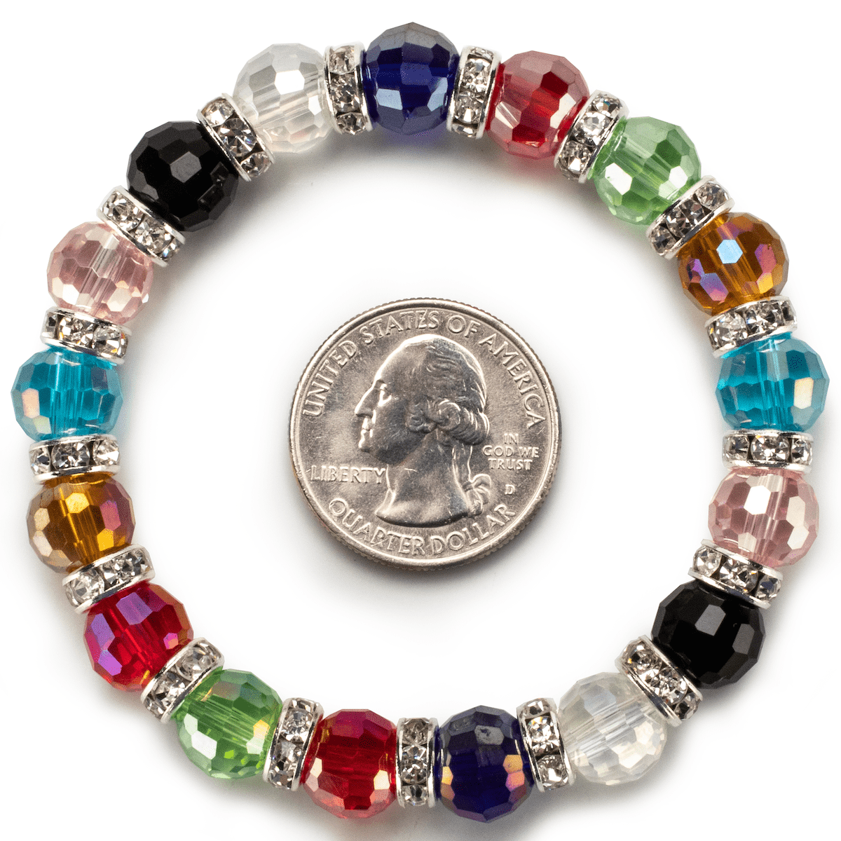 Kalifano Gorgeous Glass Jewelry Multicolored Gorgeous Glass Bracelet with Cubic Zirconia Crystals BLUE-BGG-MLT