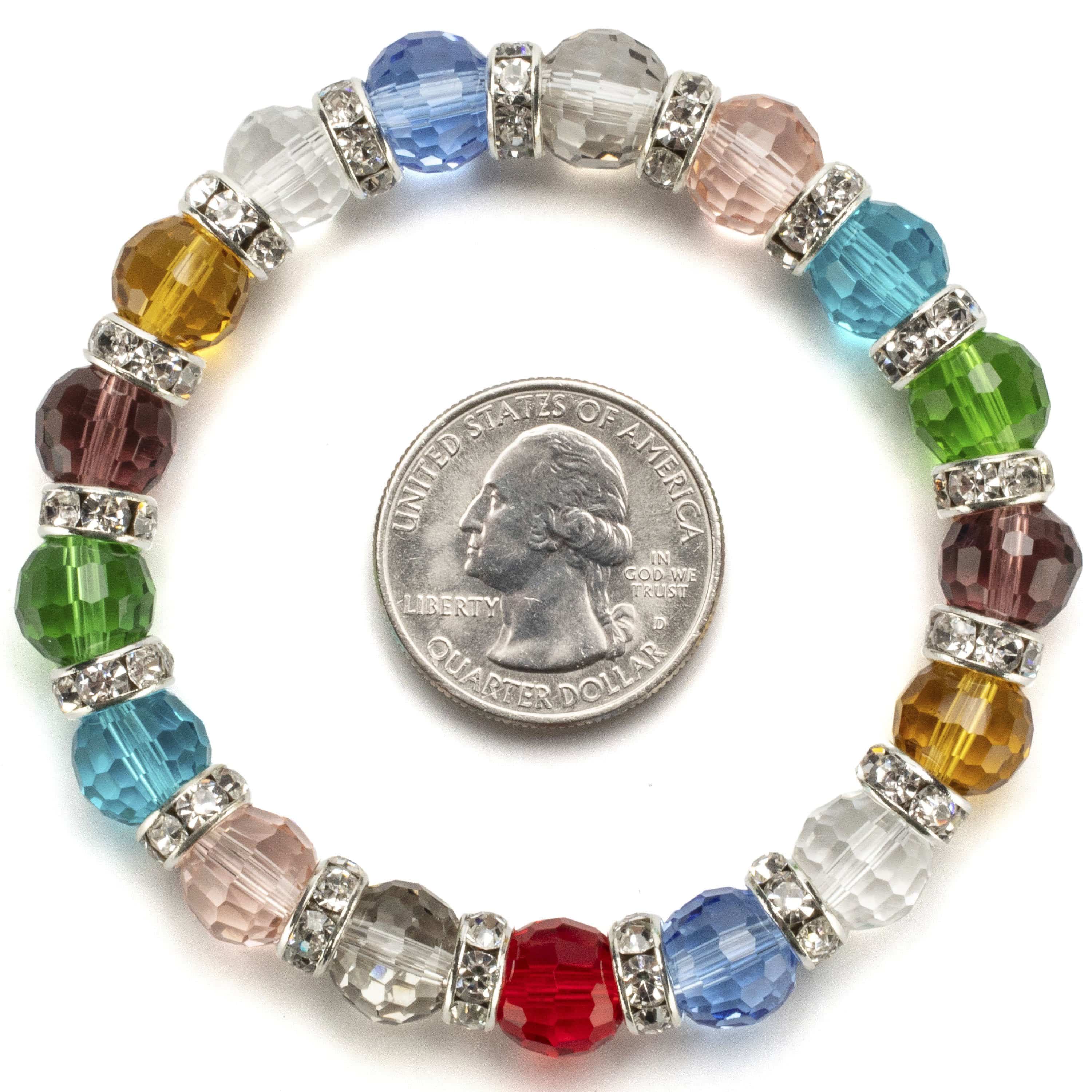 Kalifano Gorgeous Glass Jewelry Multicolored Gorgeous Glass Bracelet with Cubic Zirconia Crystals BLUE-BGG-N01