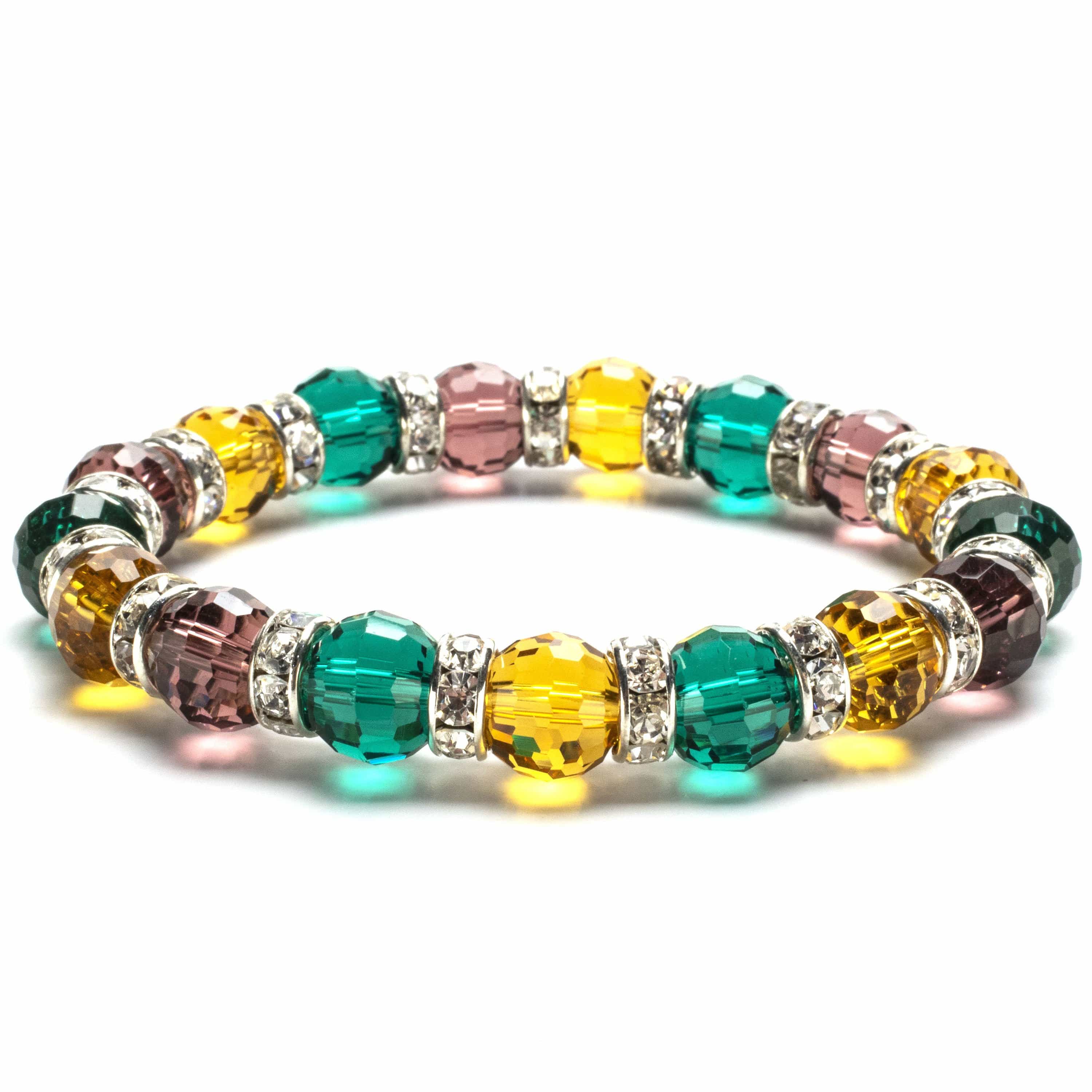 Kalifano Gorgeous Glass Jewelry Multicolored Gorgeous Glass Bracelet with Cubic Zirconia Crystals BLUE-BGG-N02