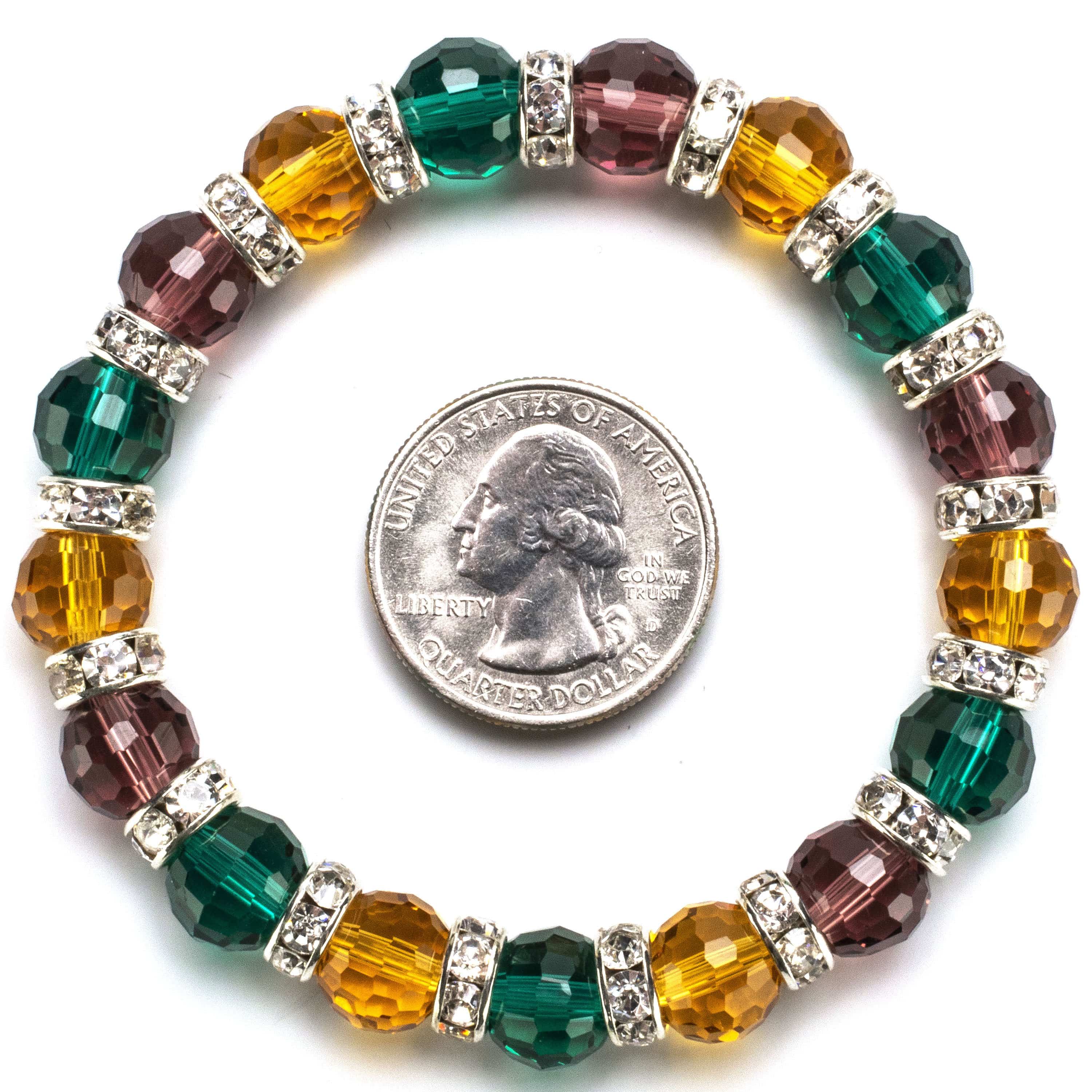 Kalifano Gorgeous Glass Jewelry Multicolored Gorgeous Glass Bracelet with Cubic Zirconia Crystals BLUE-BGG-N02