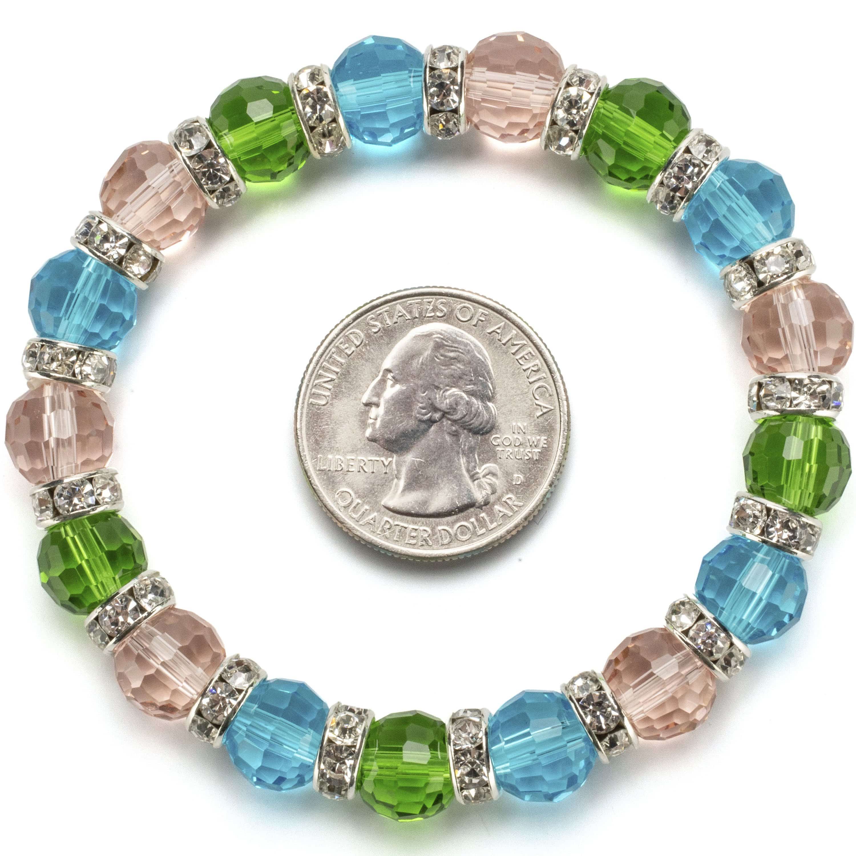 Kalifano Gorgeous Glass Jewelry Multicolored Gorgeous Glass Bracelet with Cubic Zirconia Crystals BLUE-BGG-N03