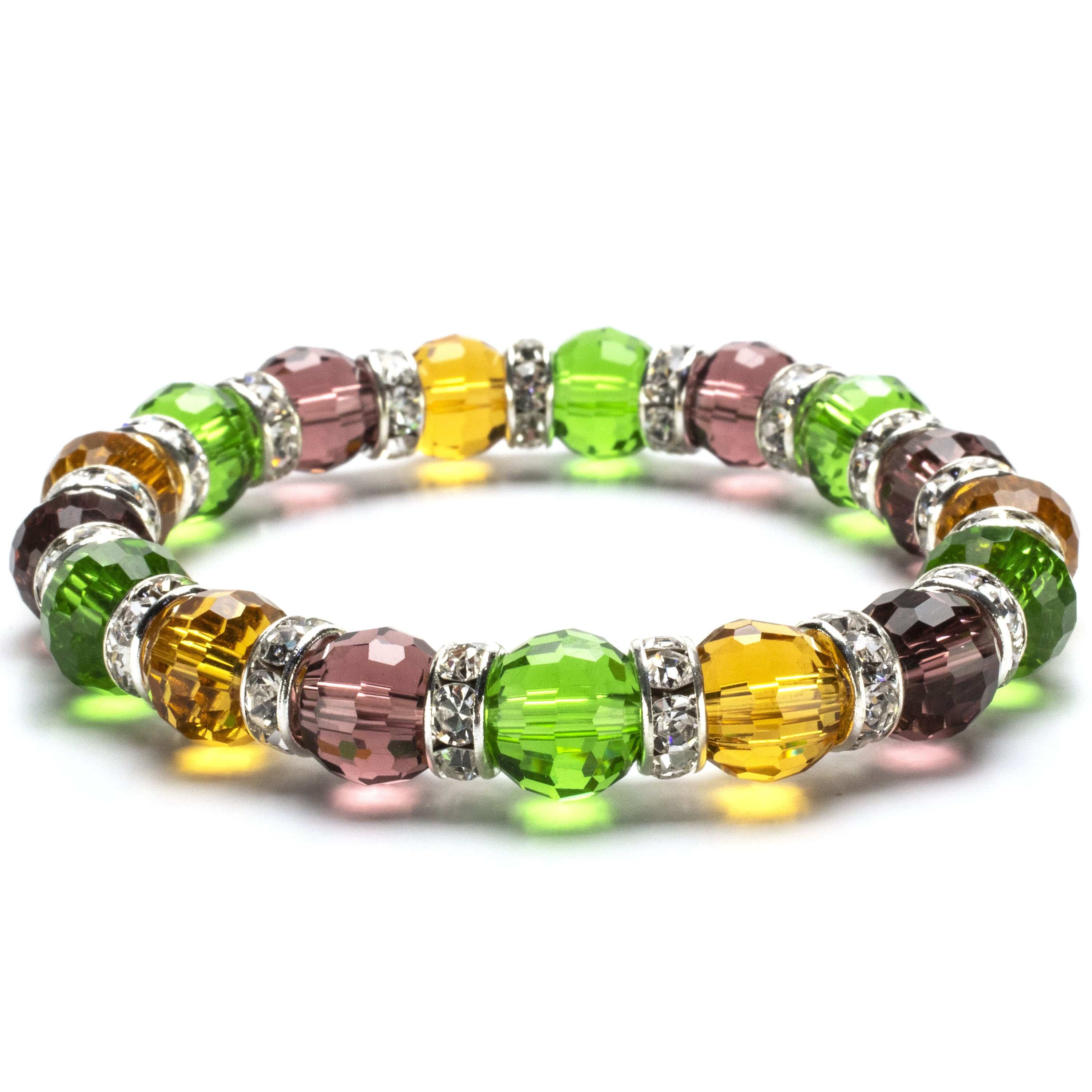 Kalifano Gorgeous Glass Jewelry Multicolored Gorgeous Glass Bracelet with Cubic Zirconia Crystals BLUE-BGG-N04