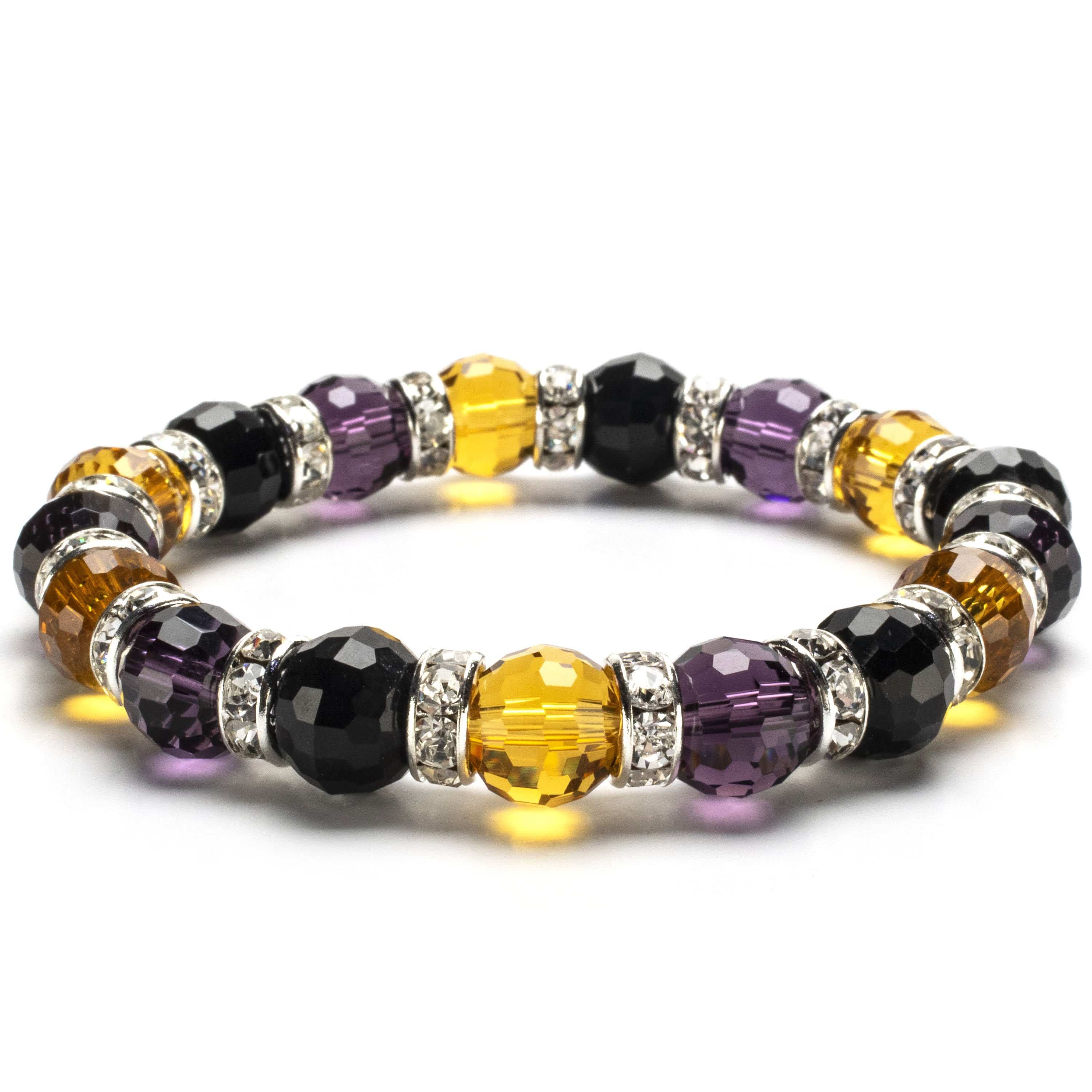 Kalifano Gorgeous Glass Jewelry Multicolored Gorgeous Glass Bracelet with Cubic Zirconia Crystals BLUE-BGG-N05
