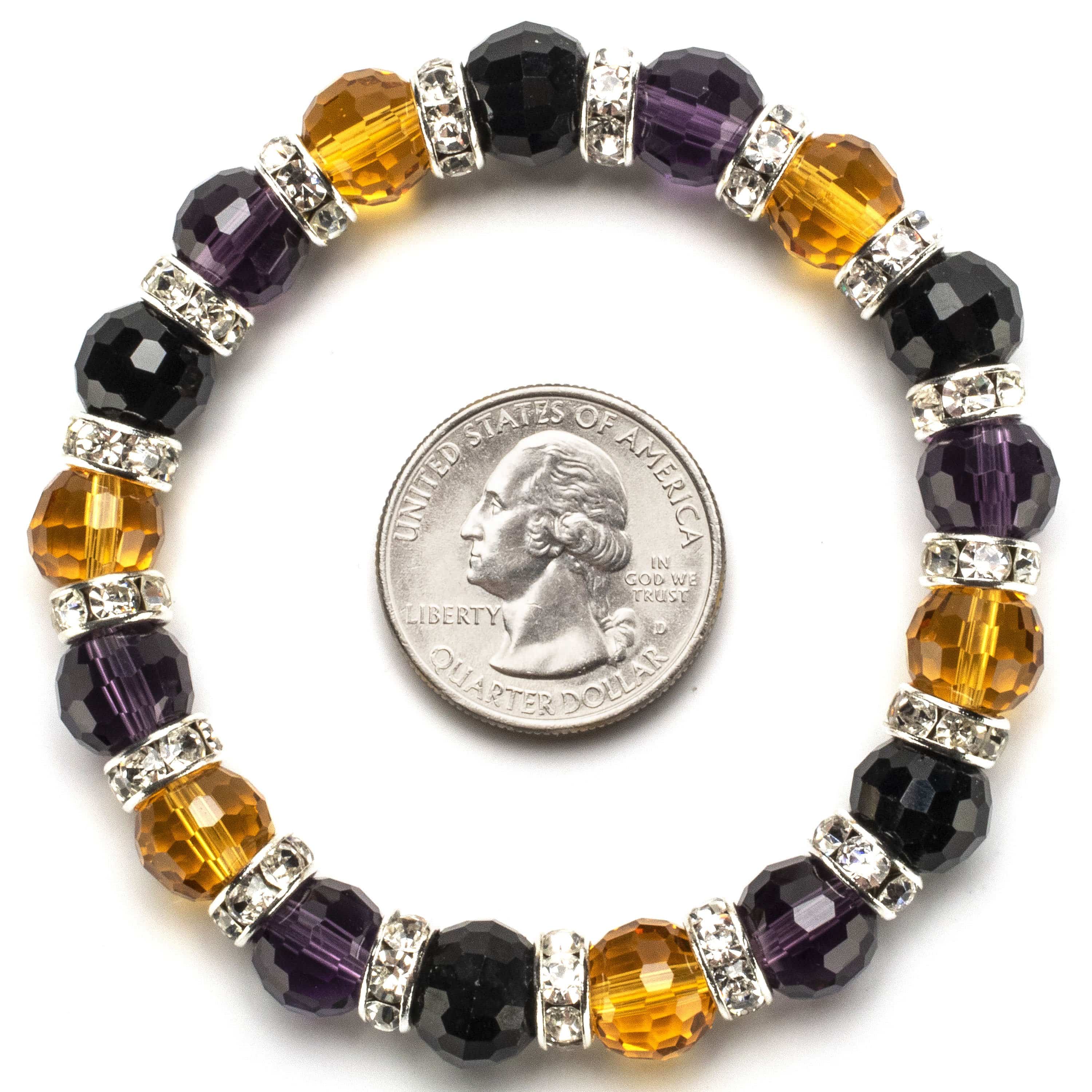Kalifano Gorgeous Glass Jewelry Multicolored Gorgeous Glass Bracelet with Cubic Zirconia Crystals BLUE-BGG-N05