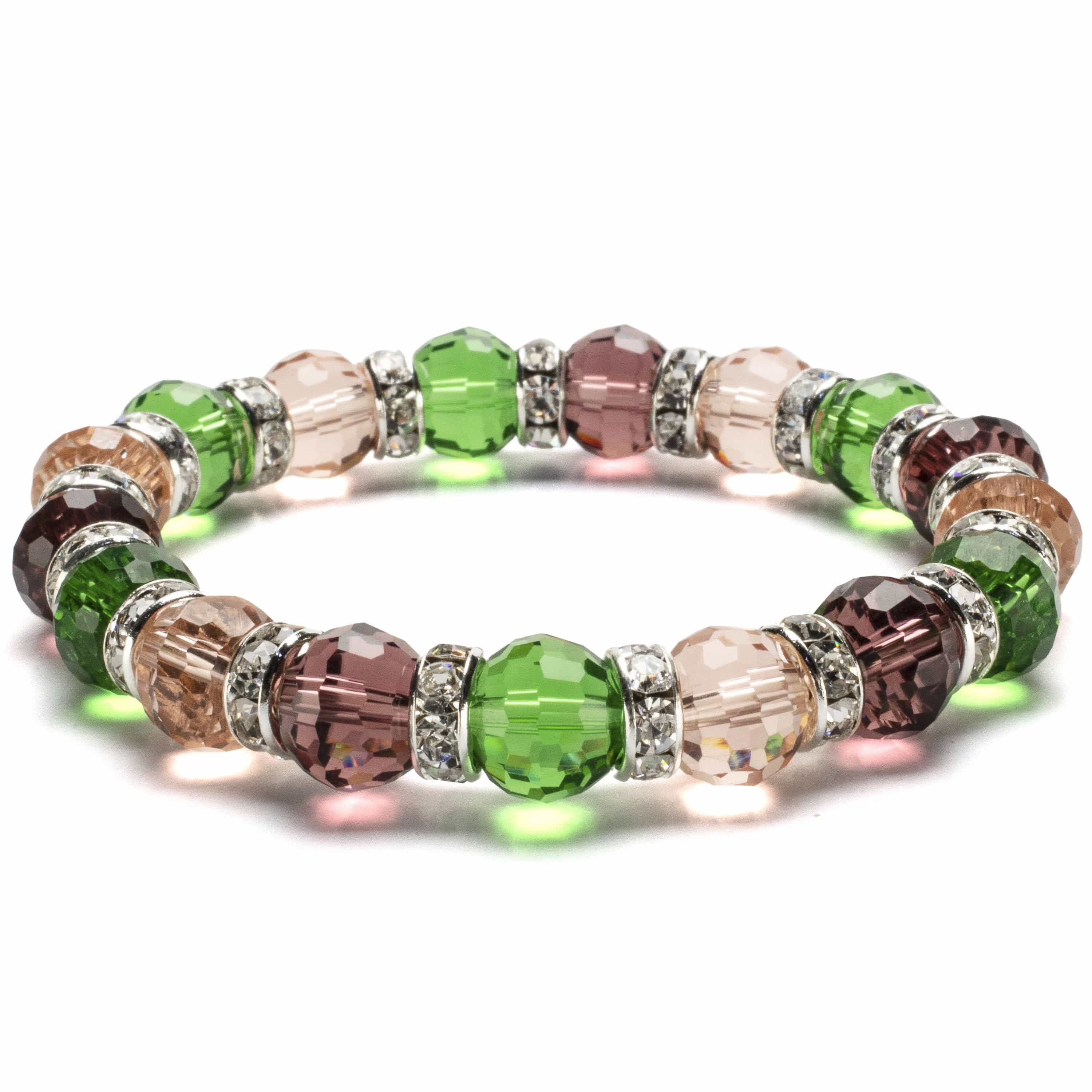 Kalifano Gorgeous Glass Jewelry Multicolored Gorgeous Glass Bracelet with Cubic Zirconia Crystals BLUE-BGG-N06