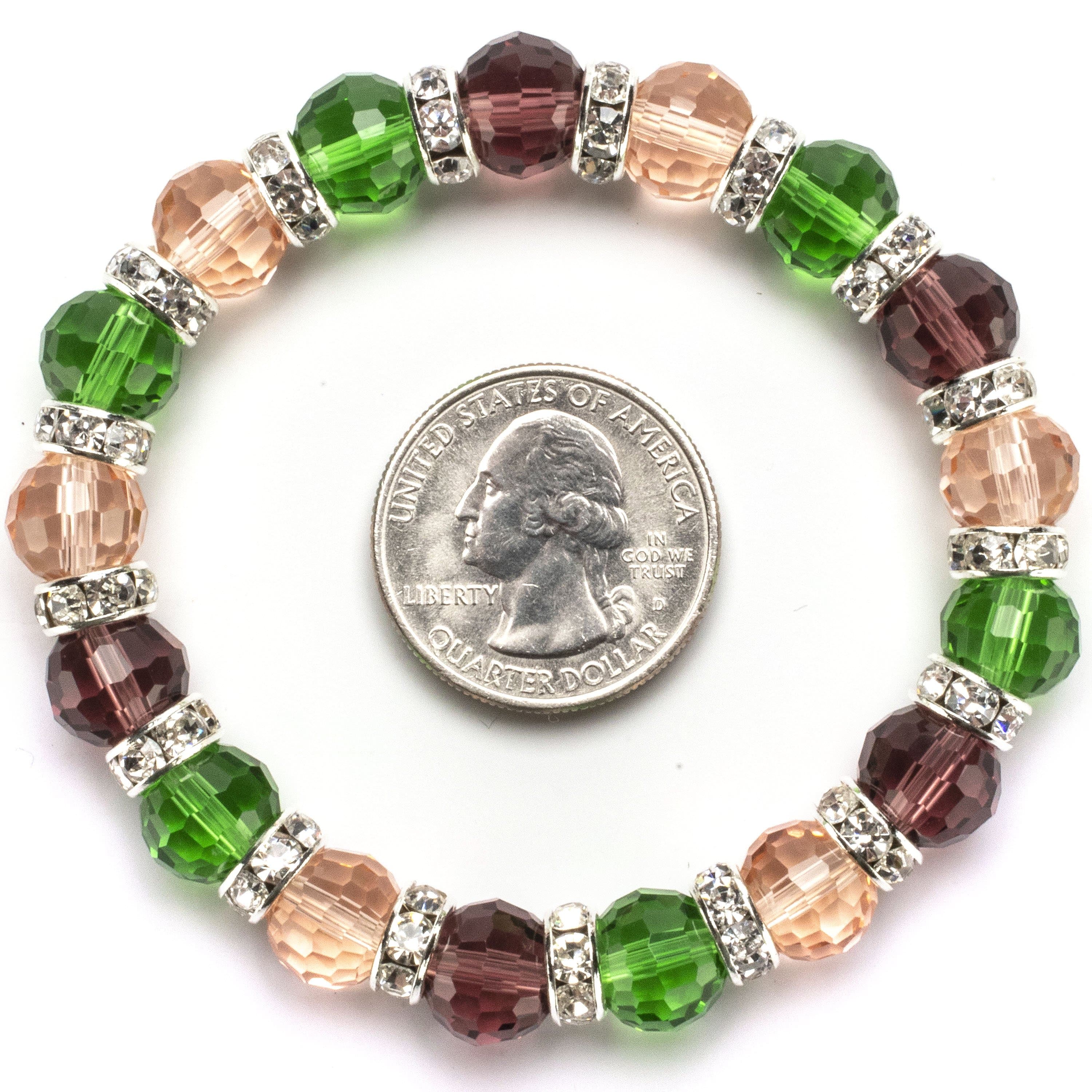 Kalifano Gorgeous Glass Jewelry Multicolored Gorgeous Glass Bracelet with Cubic Zirconia Crystals BLUE-BGG-N06