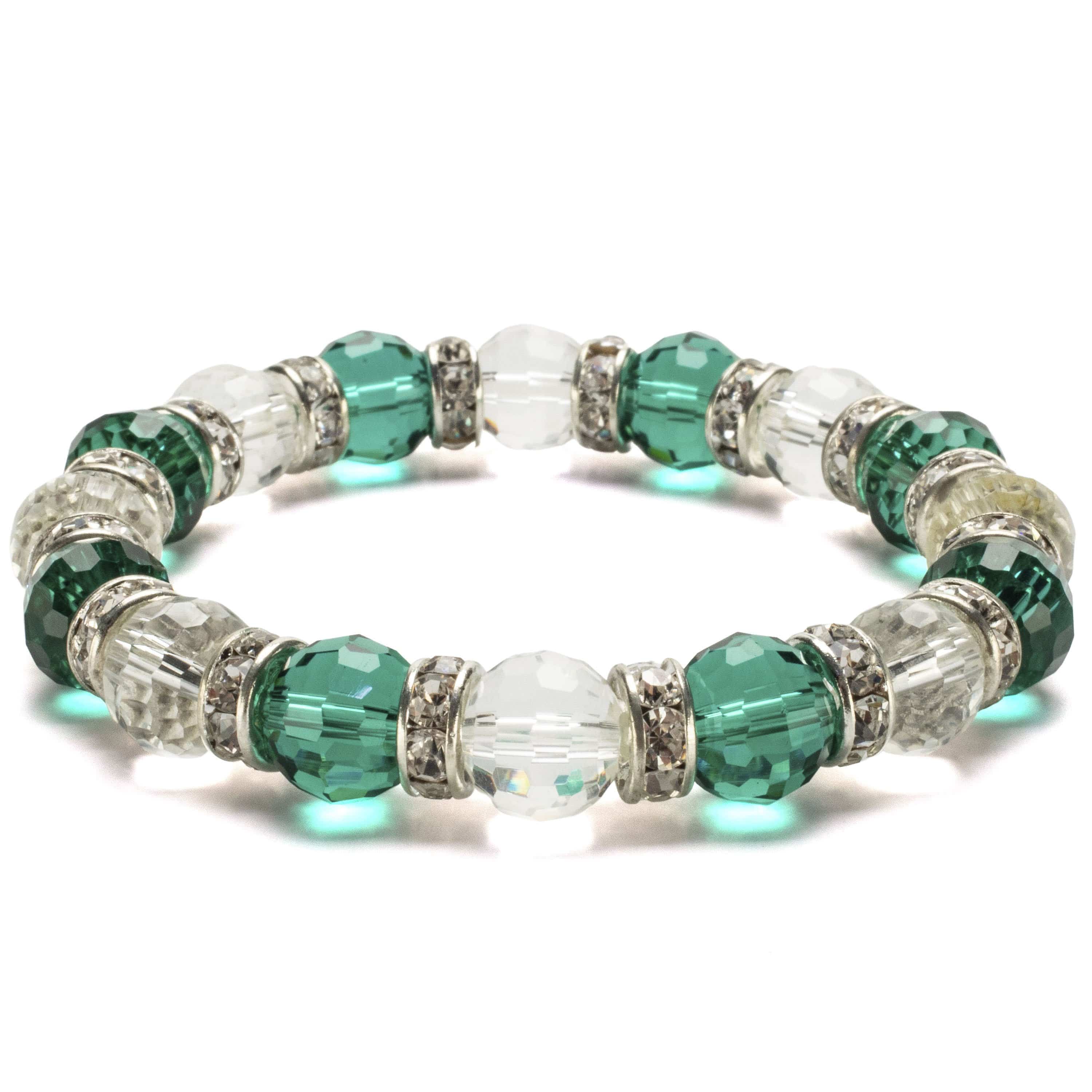 Kalifano Gorgeous Glass Jewelry Multicolored Gorgeous Glass Bracelet with Cubic Zirconia Crystals BLUE-BGG-N17