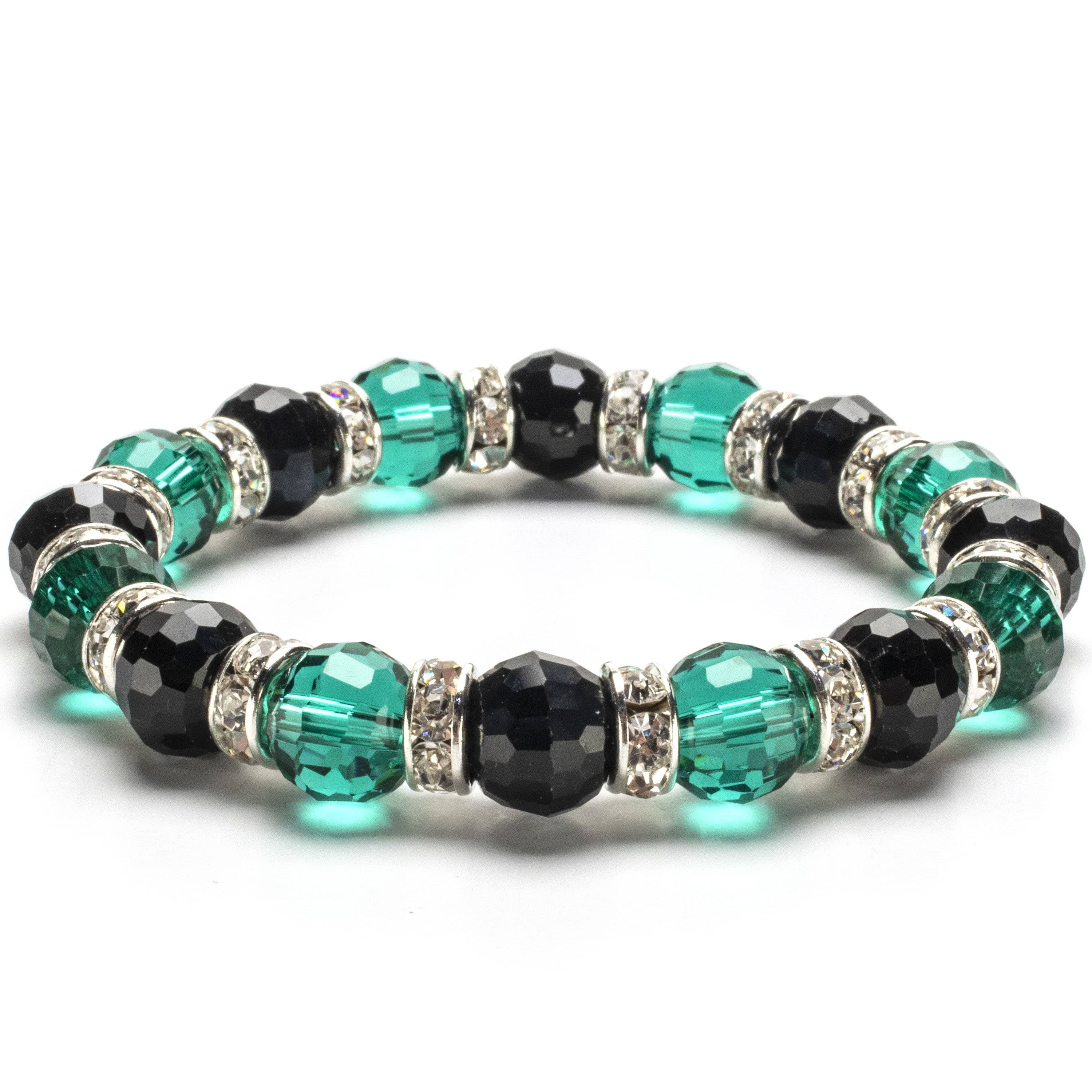 Kalifano Gorgeous Glass Jewelry Multicolored Gorgeous Glass Bracelet with Cubic Zirconia Crystals BLUE-BGG-N18