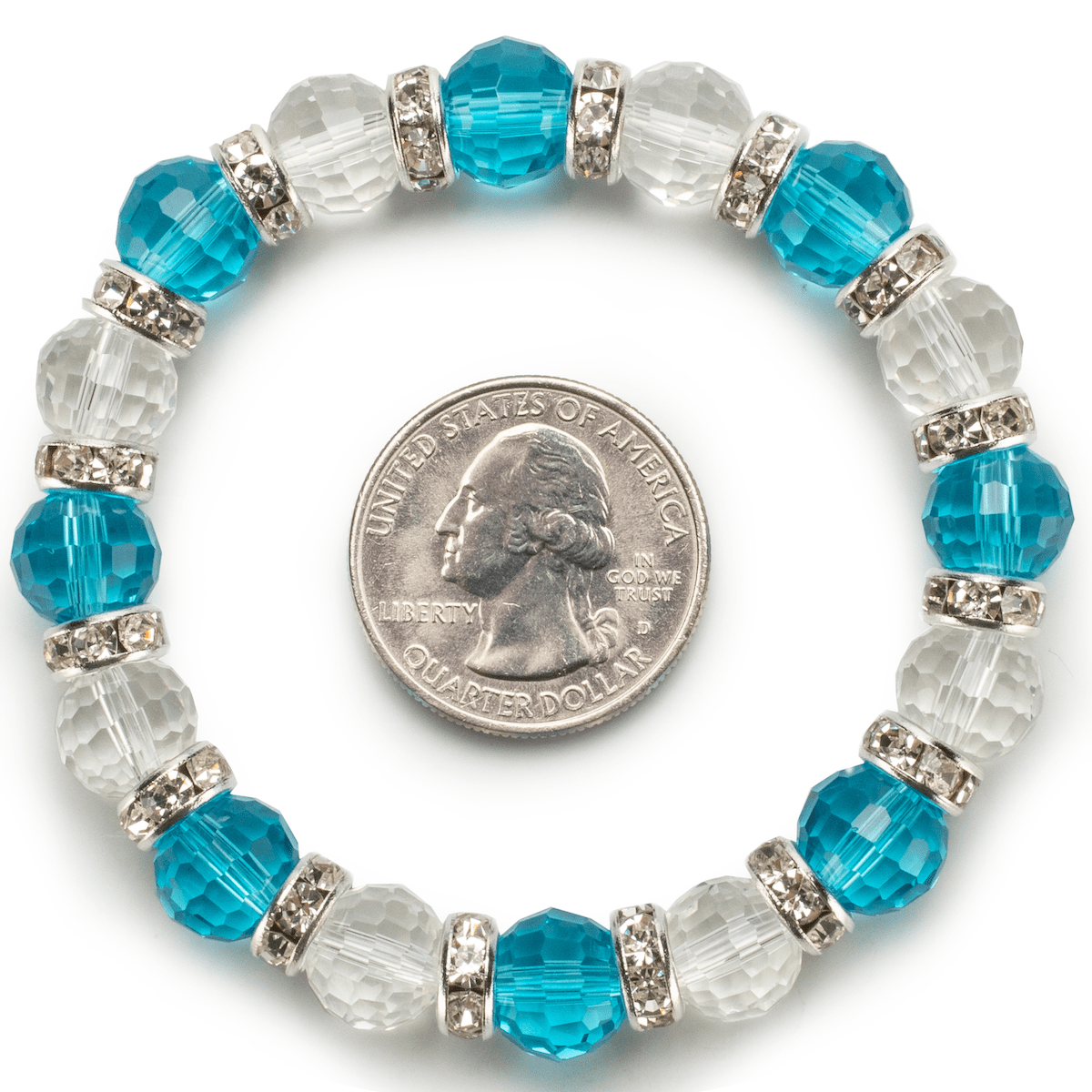 Kalifano Gorgeous Glass Jewelry Multicolored Gorgeous Glass Bracelet with Cubic Zirconia Crystals BLUE-BGG-N19