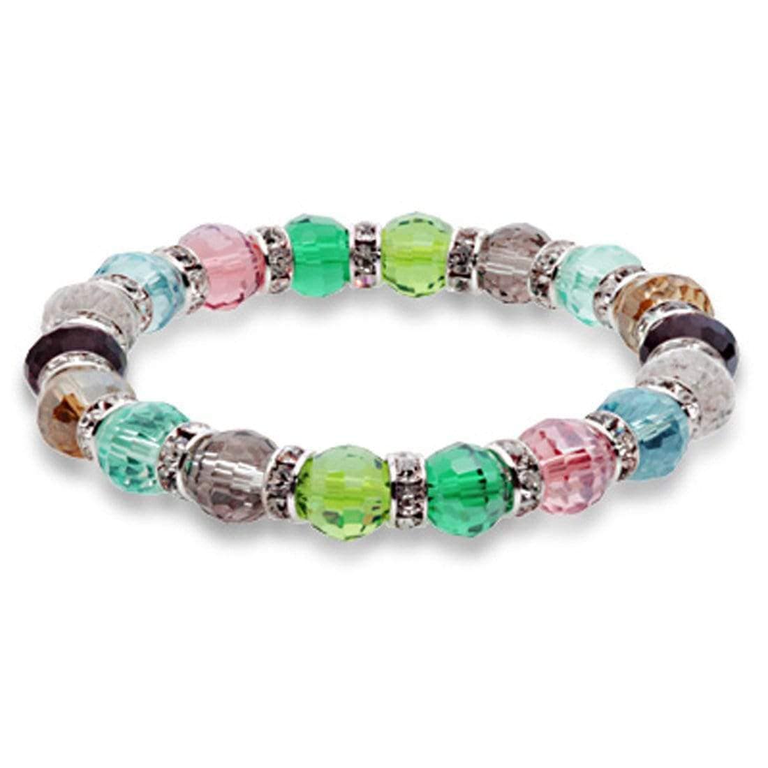 Kalifano Gorgeous Glass Jewelry Multicolored Gorgeous Glass Bracelet with Cubic Zirconia Crystals BLUE-BGG-N31