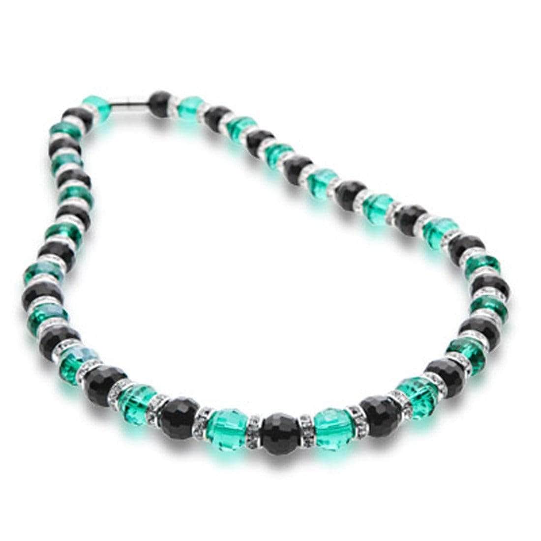 Kalifano Gorgeous Glass Jewelry Multicolored Gorgeous Glass Necklace with Cubic Zirconia Crystals WHITE-NGG-N18