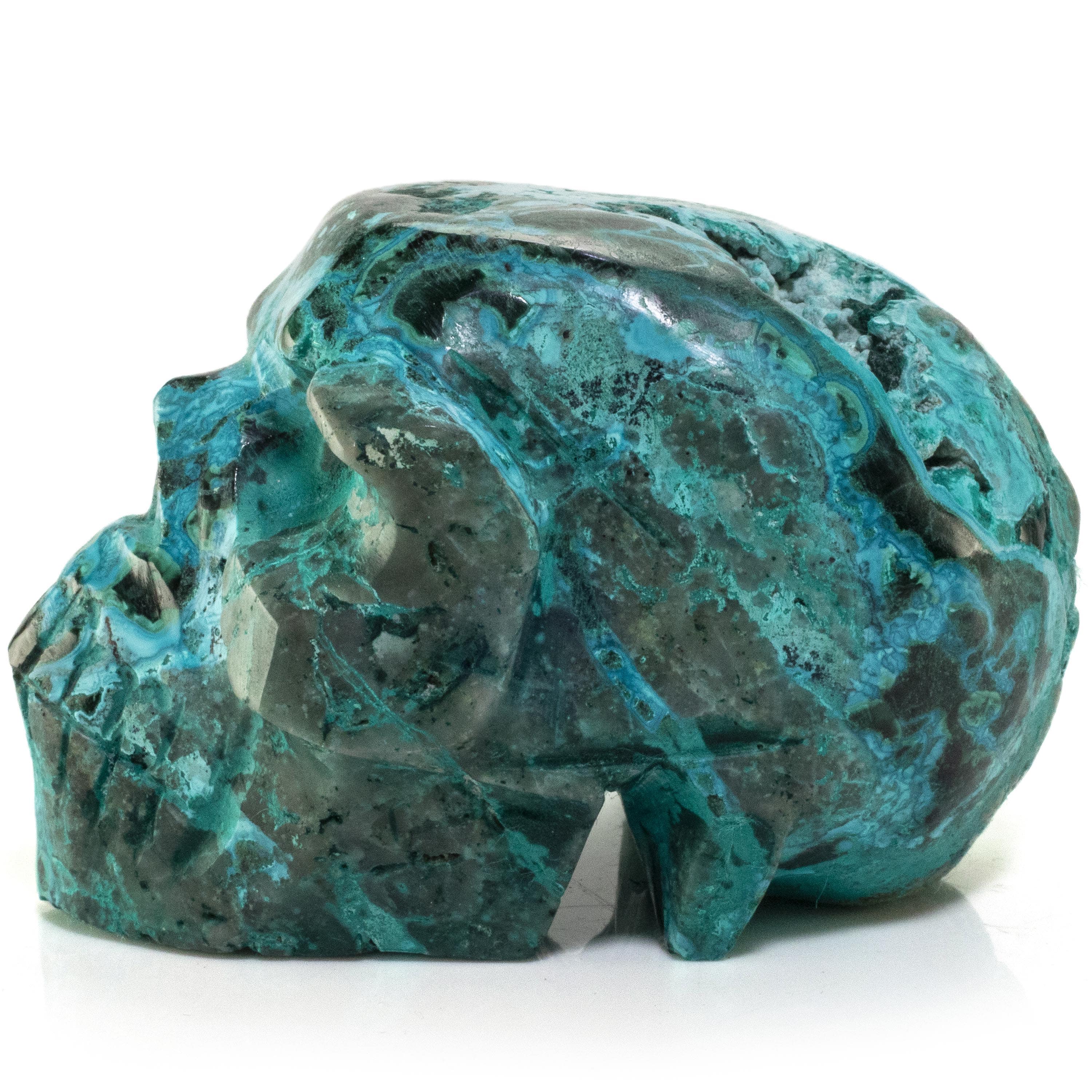 Kalifano Malachite Chrysocolla Skull Carving 3" / 170g SK600-CRY.004