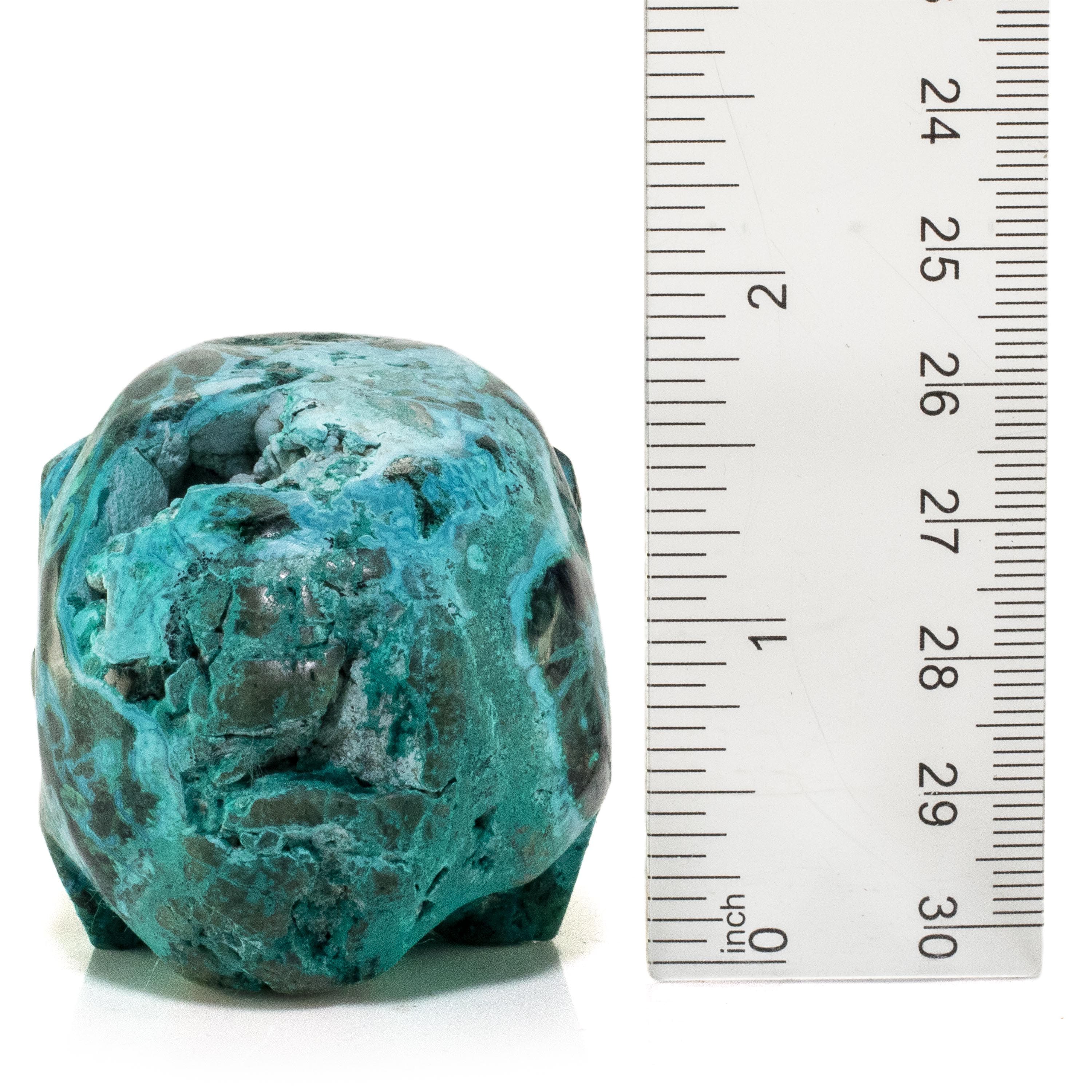 Kalifano Malachite Chrysocolla Skull Carving 3" / 170g SK600-CRY.004