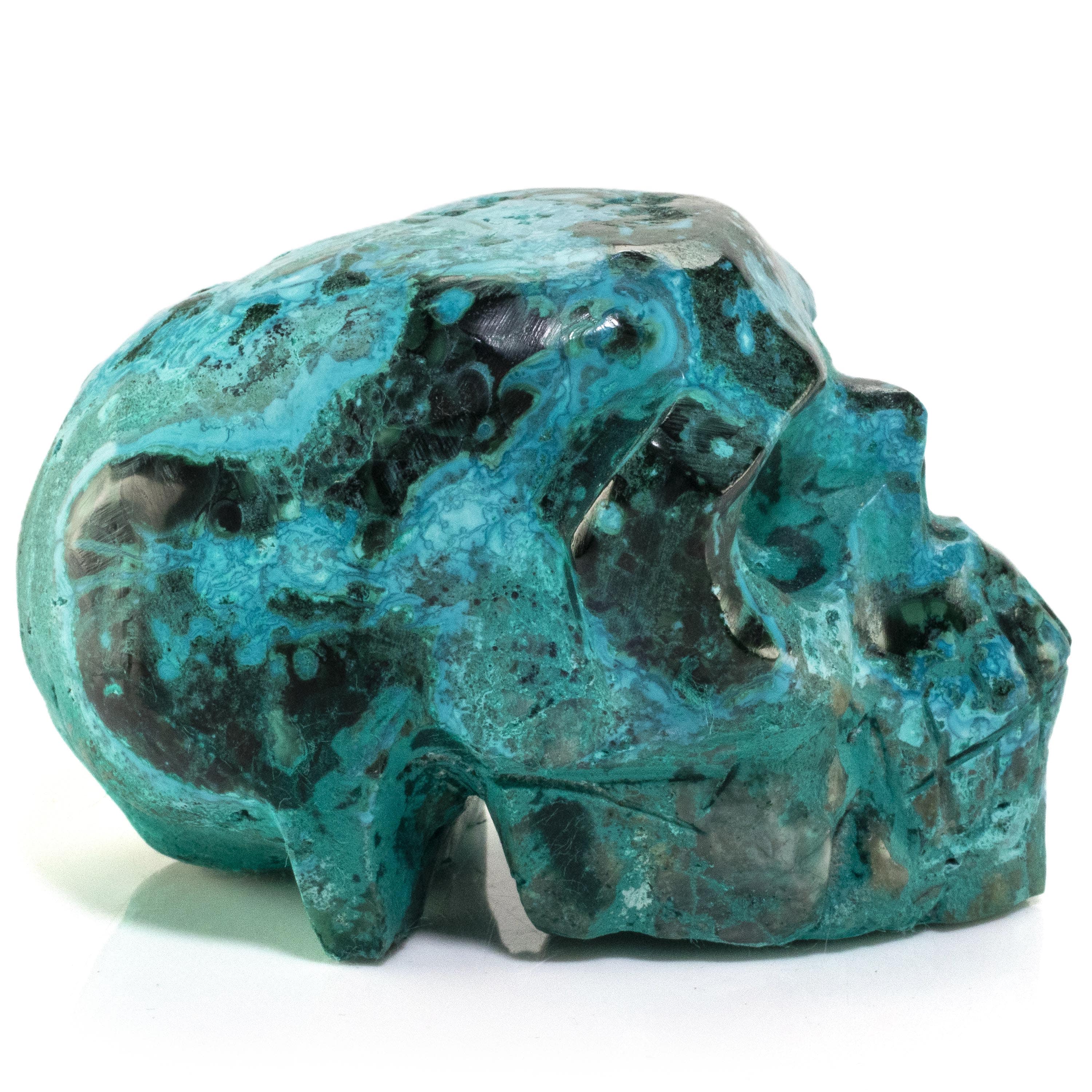 Kalifano Malachite Chrysocolla Skull Carving 3" / 170g SK600-CRY.004