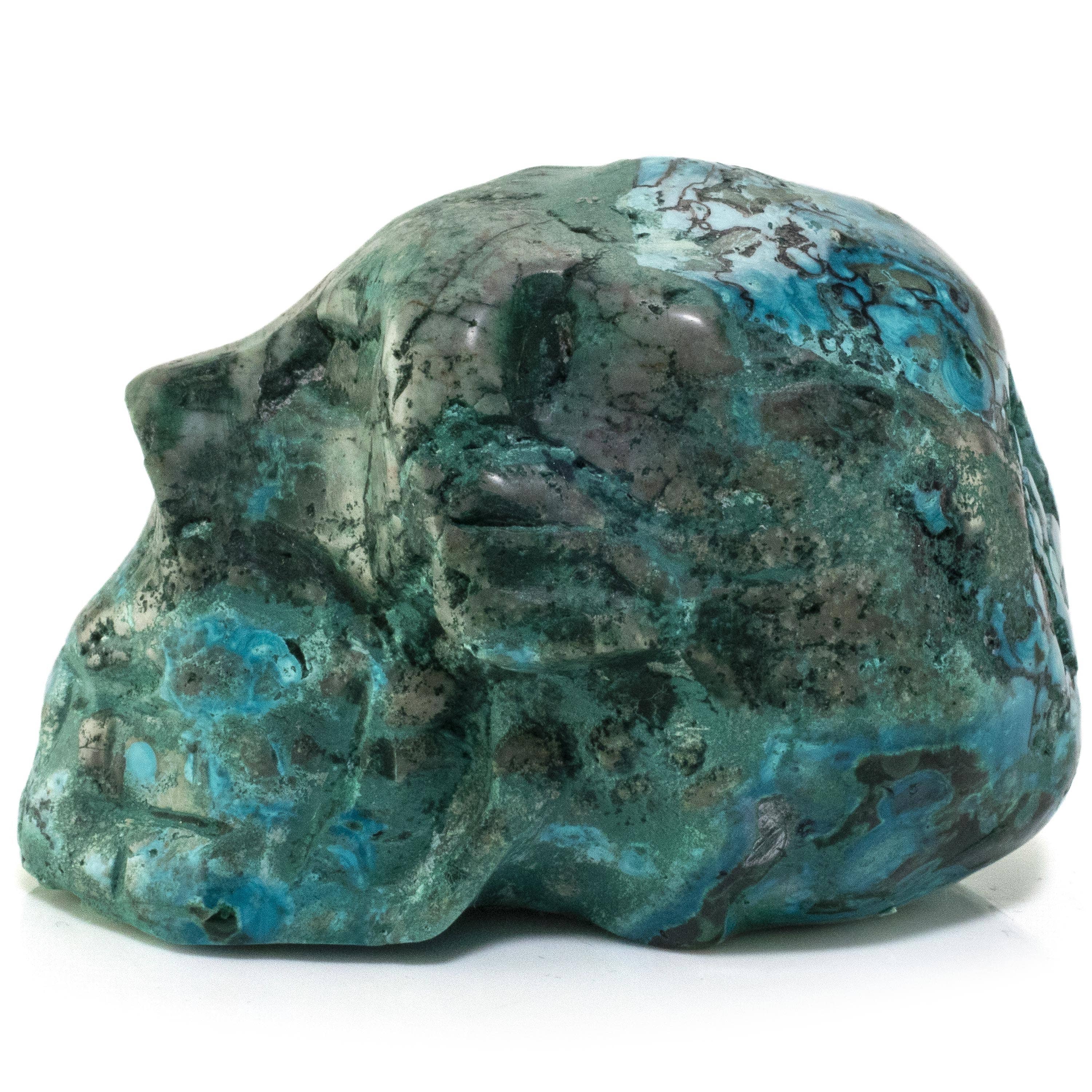 Kalifano Malachite Chrysocolla Skull Carving 3" / 180g SK800-CRY.001