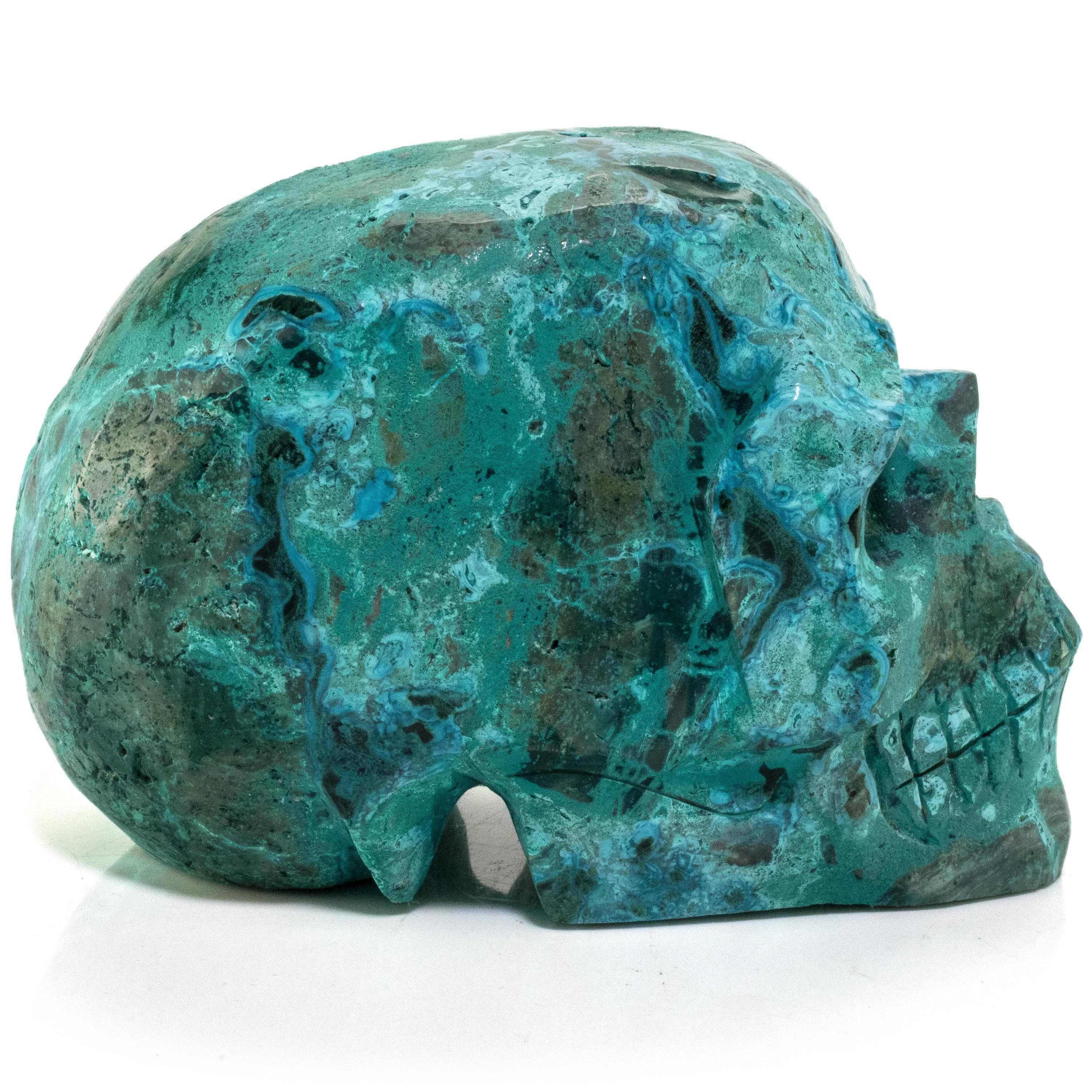 Kalifano Malachite Chrysocolla Skull Carving 5" / 1,350g SK4800-CRY.001