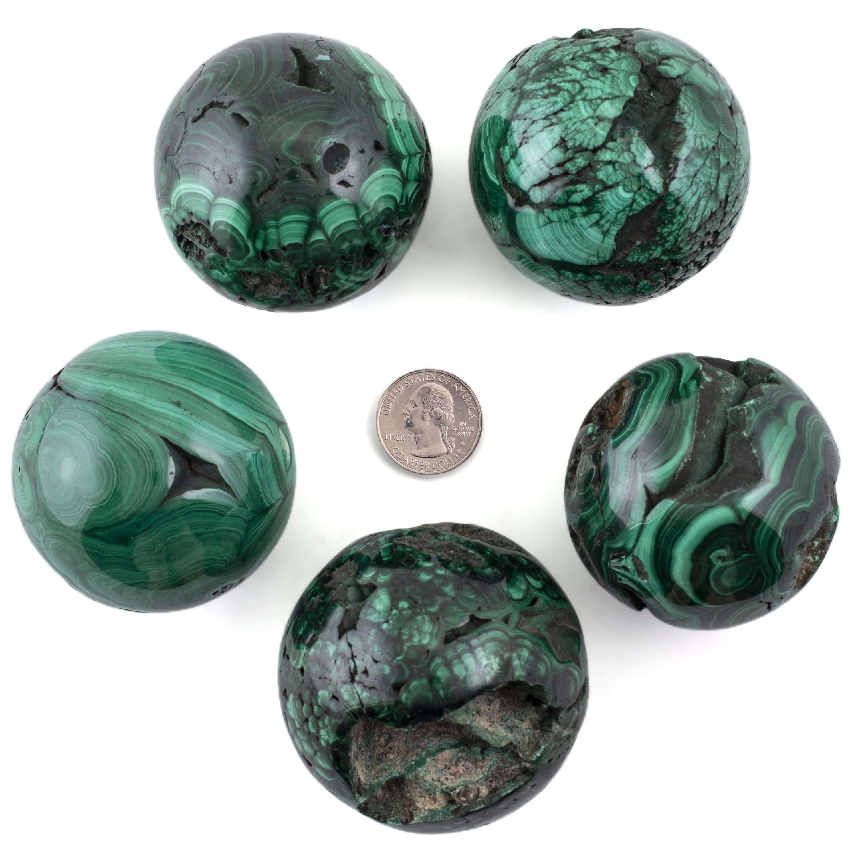 Kalifano Malachite Natural Malachite Sphere Carving From Congo - 2.5" / 450g MAS1100