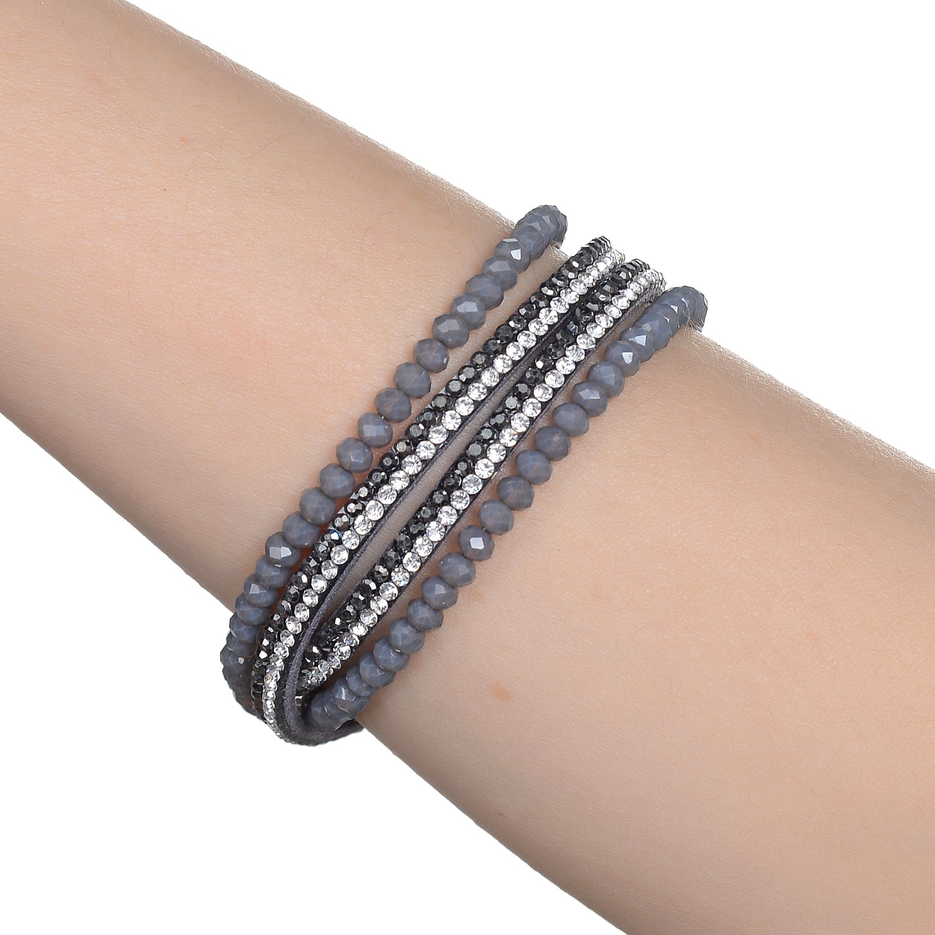 Kalifano Multiwrap Bracelets Long Strand Diamond Gray Bracelet with Magnetic Clasp BMW-30-GY