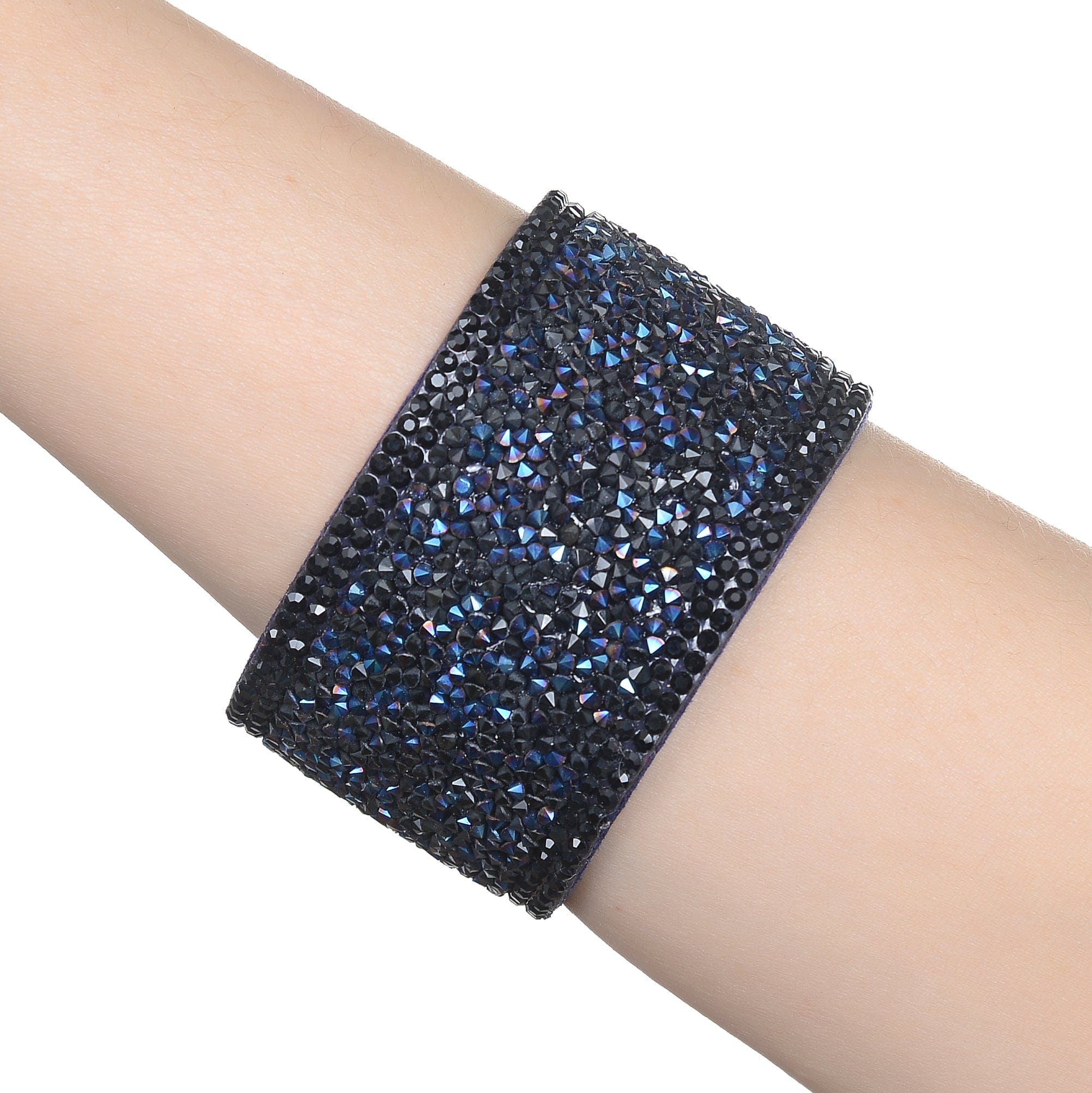 Kalifano Multiwrap Bracelets Long Strand Diamond Navy Blue Bracelet with Magnetic Clasp BMW-15-NY