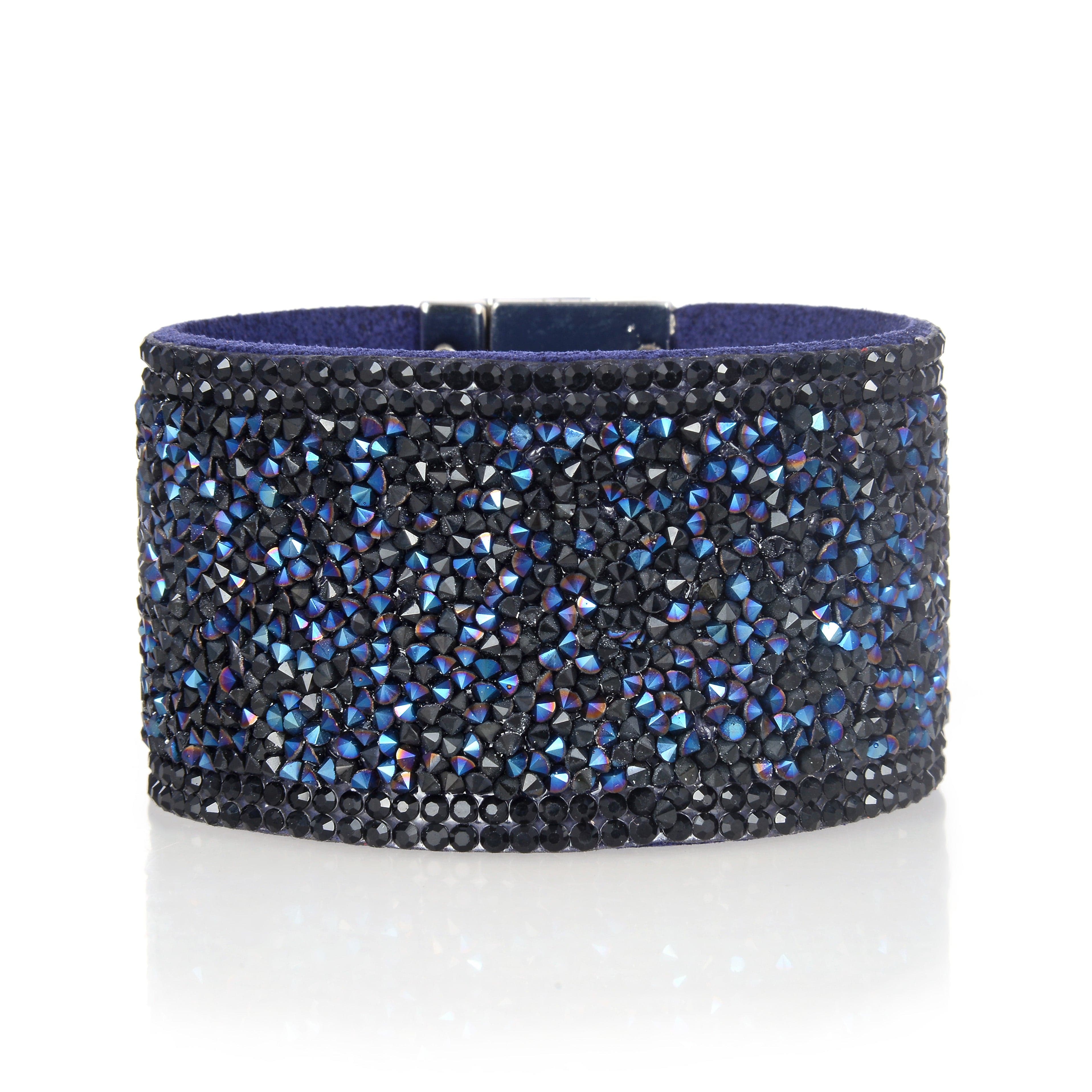 Kalifano Multiwrap Bracelets Long Strand Diamond Navy Blue Bracelet with Magnetic Clasp BMW-15-NY