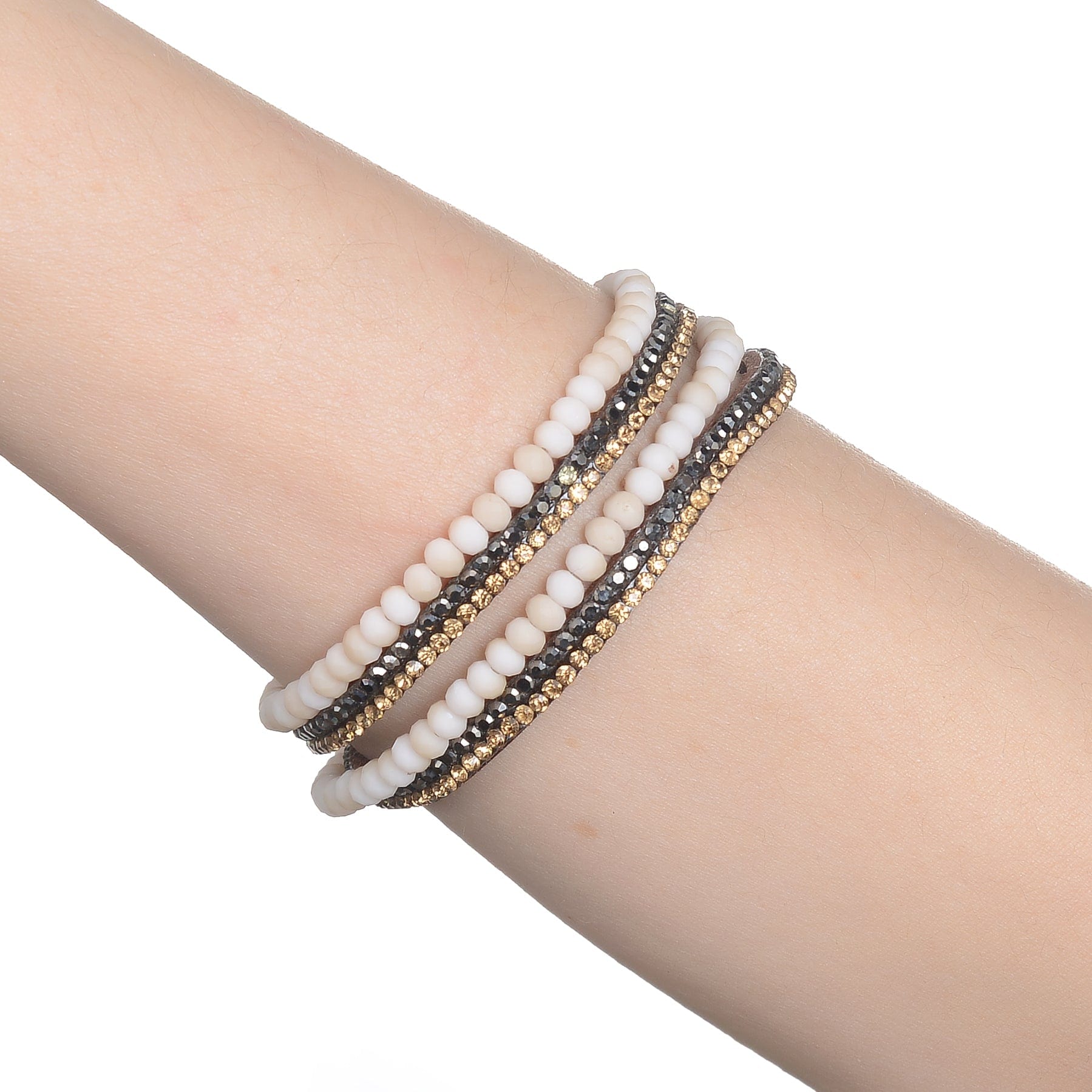 Kalifano Multiwrap Bracelets Long Strand Diamond Pink Bracelet with Magnetic Clasp BMW-30-BN