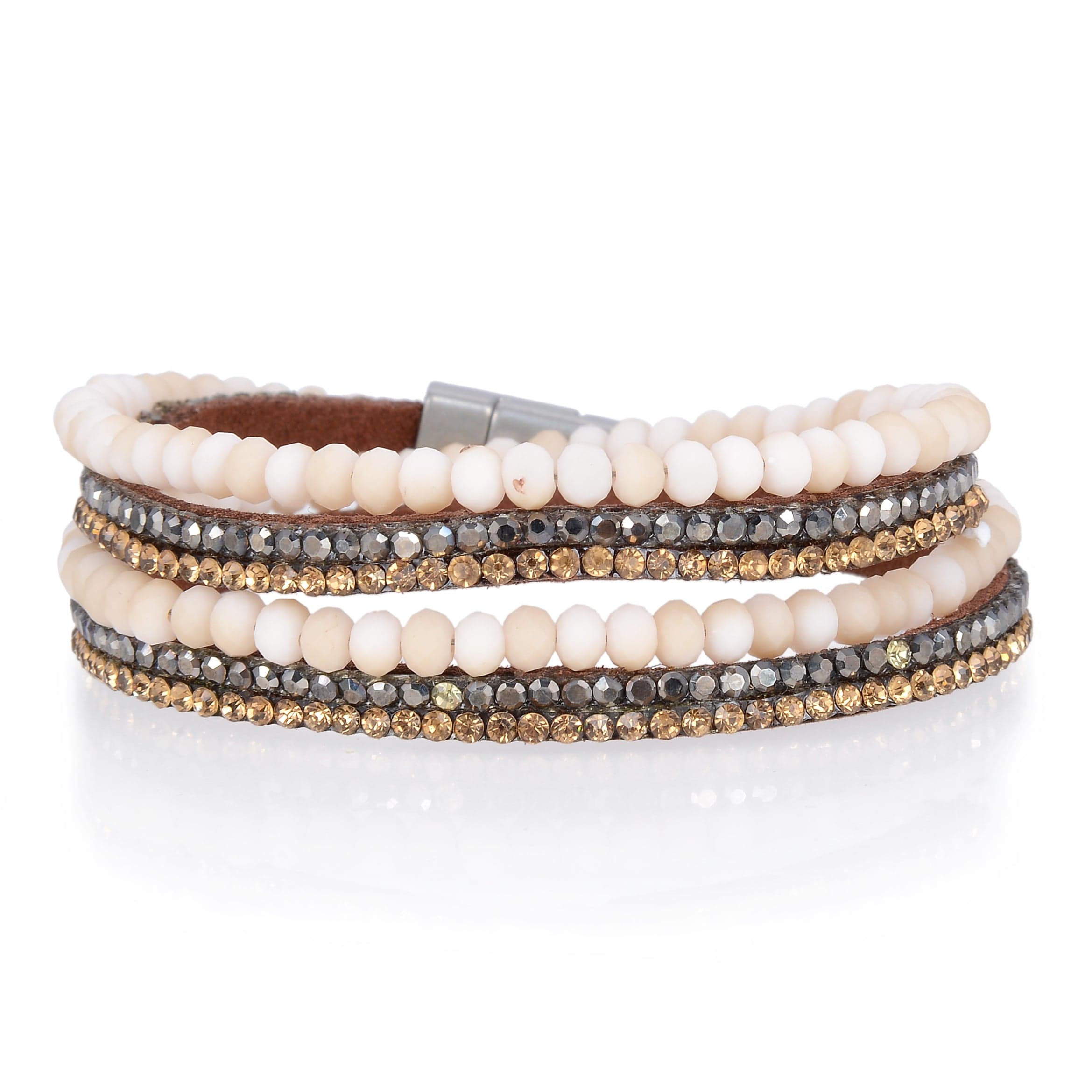 Kalifano Multiwrap Bracelets Long Strand Diamond Pink Bracelet with Magnetic Clasp BMW-30-BN