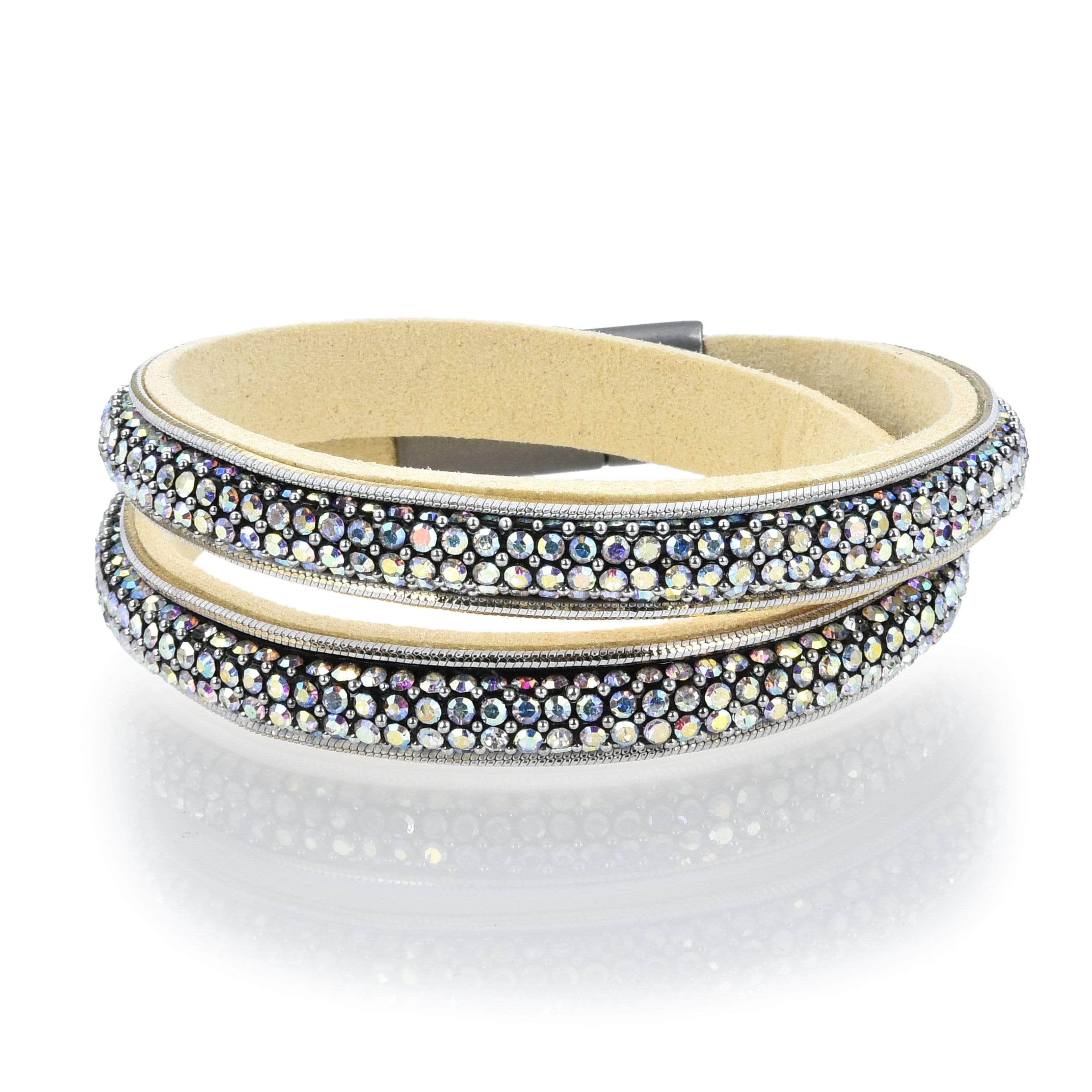 White Long Strand Diamond Bracelet front view