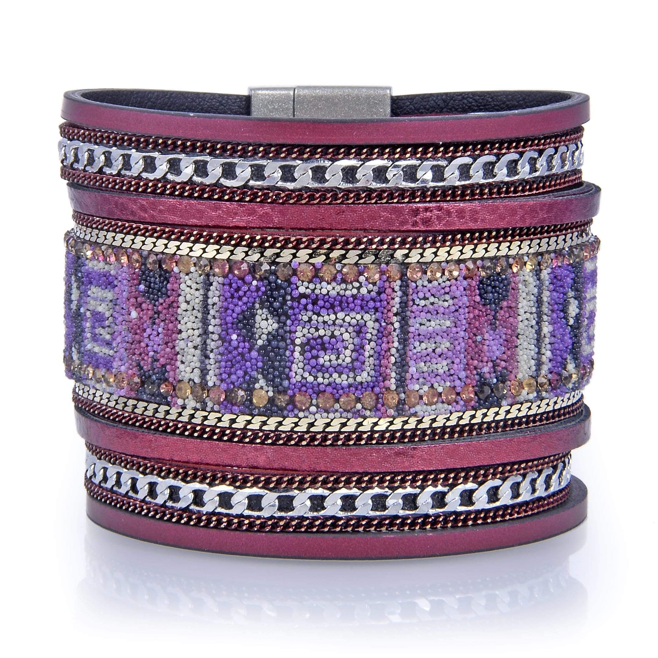 Kalifano Multiwrap Bracelets Multiple Layer Fine Bead Leather Strand Bracelet Red With Magnetic Clasp BMW-11-RD