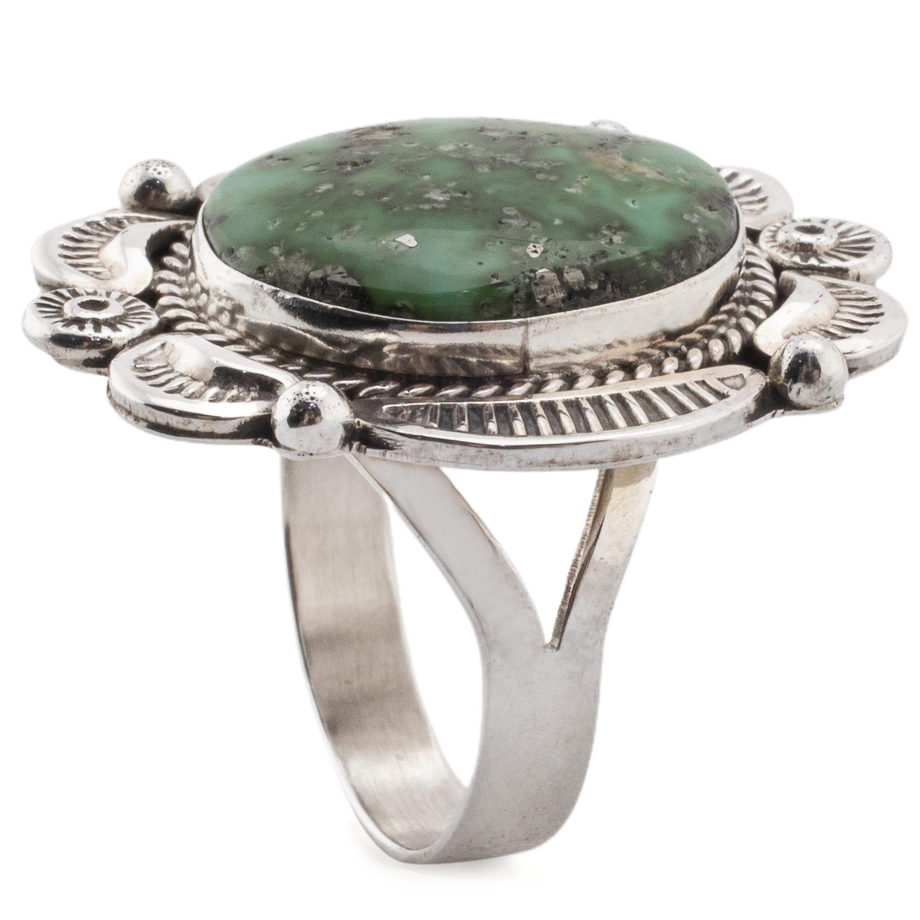 Kalifano Native American Jewelry 10.5 Ella M. Linkin Sonoran Gold Turquoise USA Native American Made 925 Sterling Silver Ring NAR1000.008.105