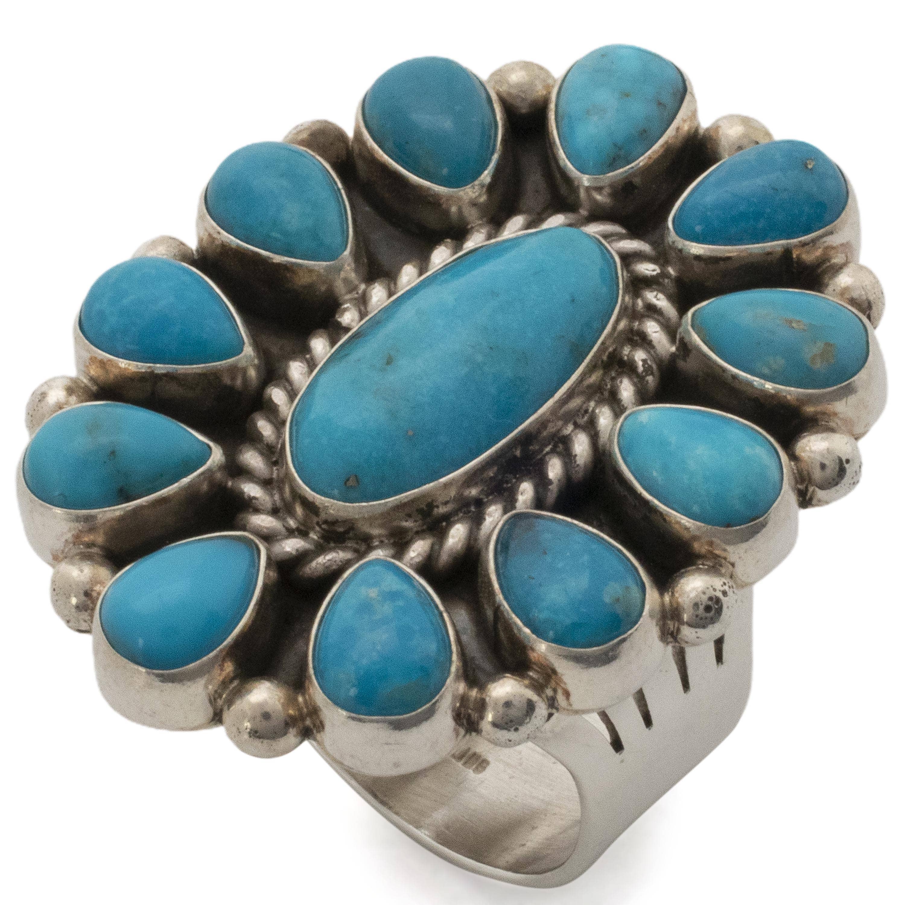 Kalifano Native American Jewelry 10.5 Lucinda Linkin Navajo Sonoran Gold Turquoise USA Native American Made 925 Sterling Silver Ring NAR1400.019.105