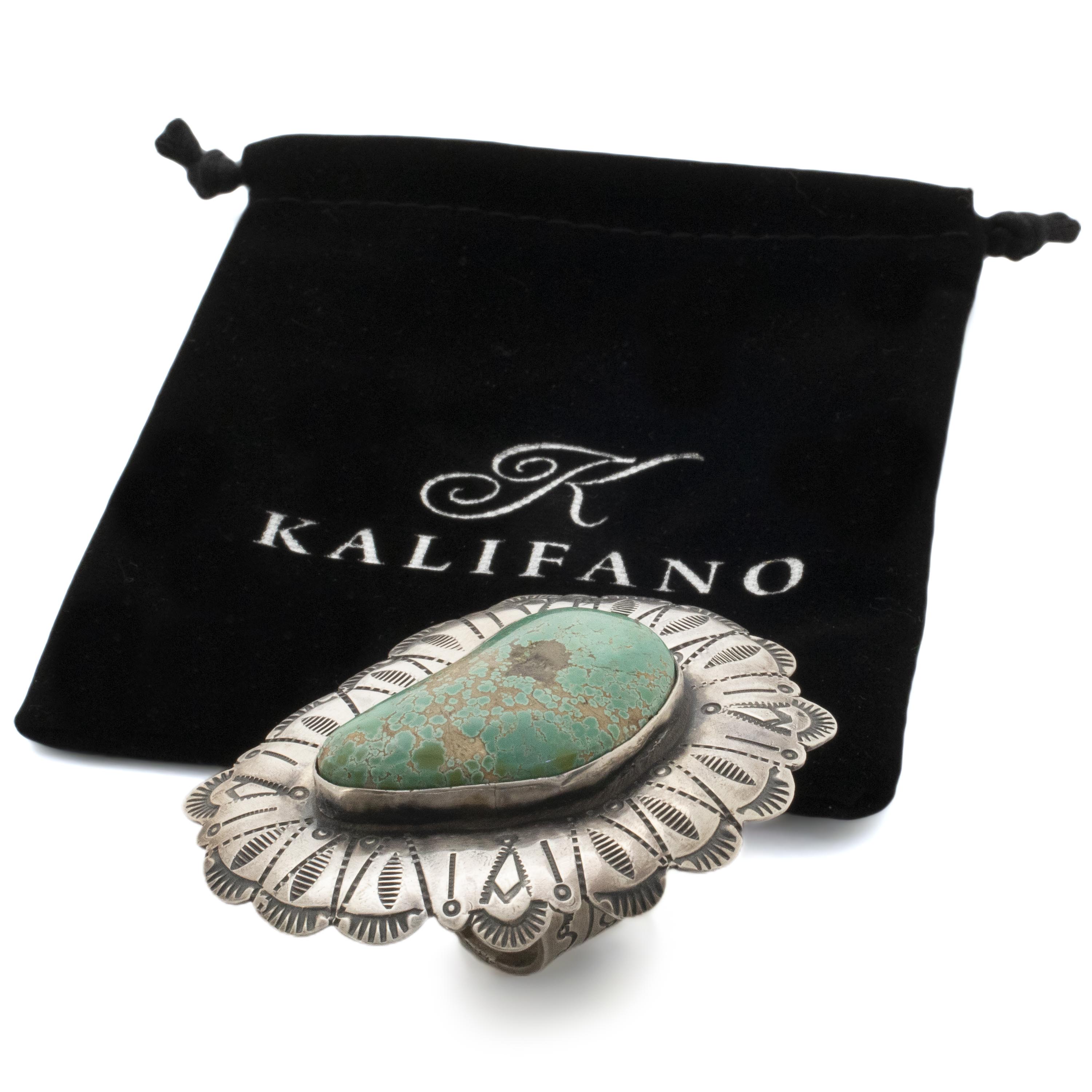 Kalifano Native American Jewelry 11 Marvin McReeves Navajo Carico Lake Turquoise USA Native American Made 925 Sterling Silver Ring NAR2400.014.11