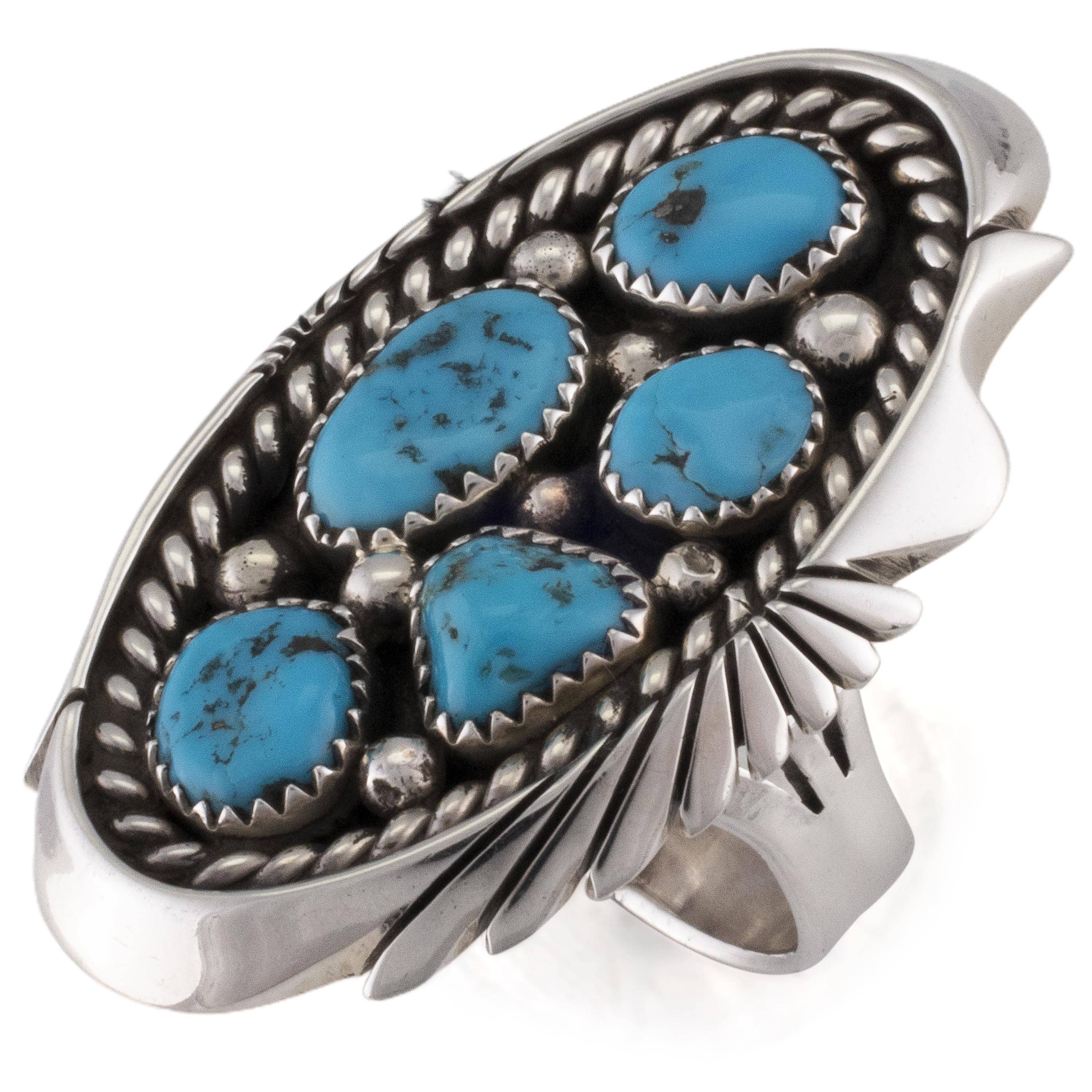 Kalifano Native American Jewelry 11 Melvin Jones Navajo Kingman Turquoise USA Native American Made 925 Sterling Silver Ring NAR1100.003.11